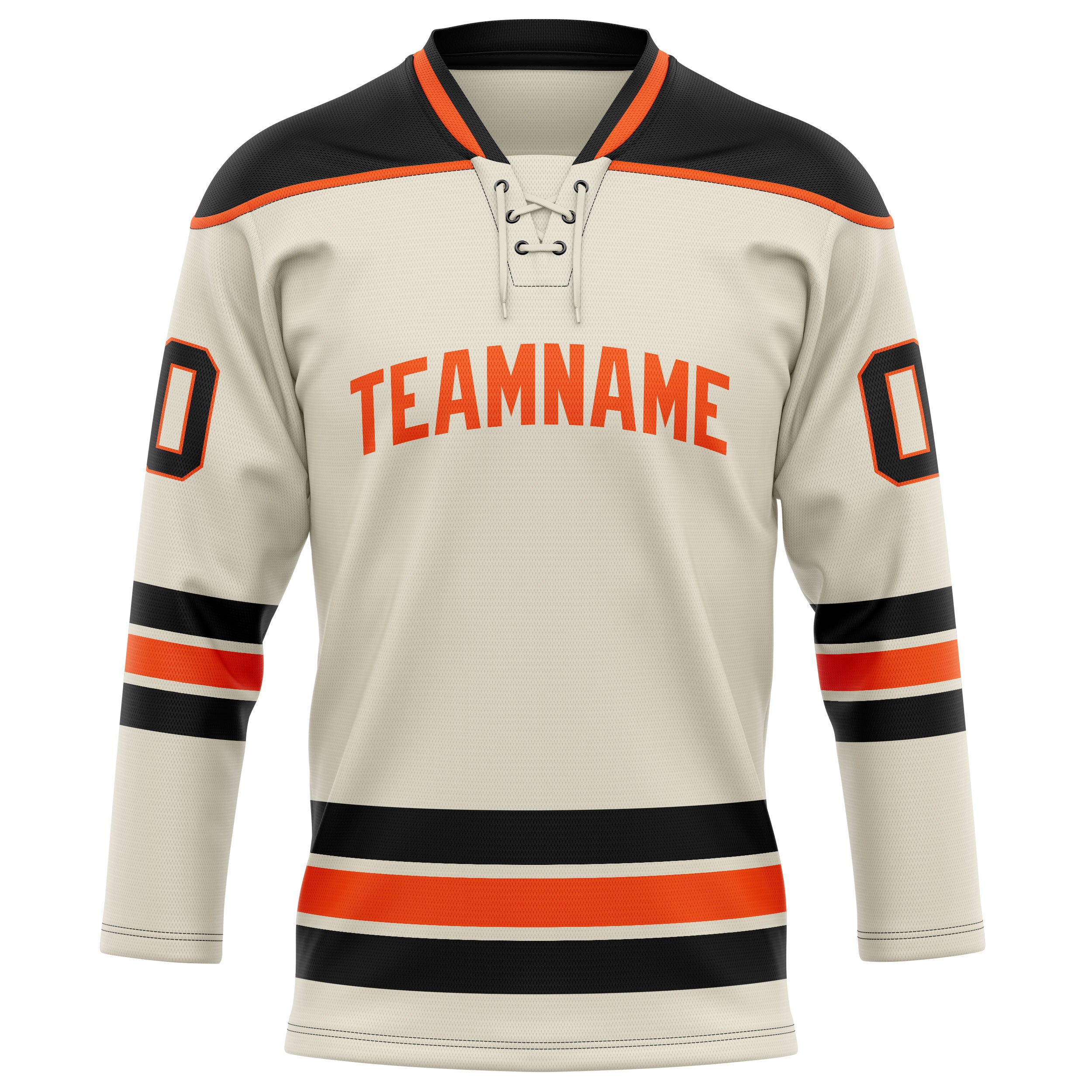 Custom Cream Black Solid Colour Hockey Jersey