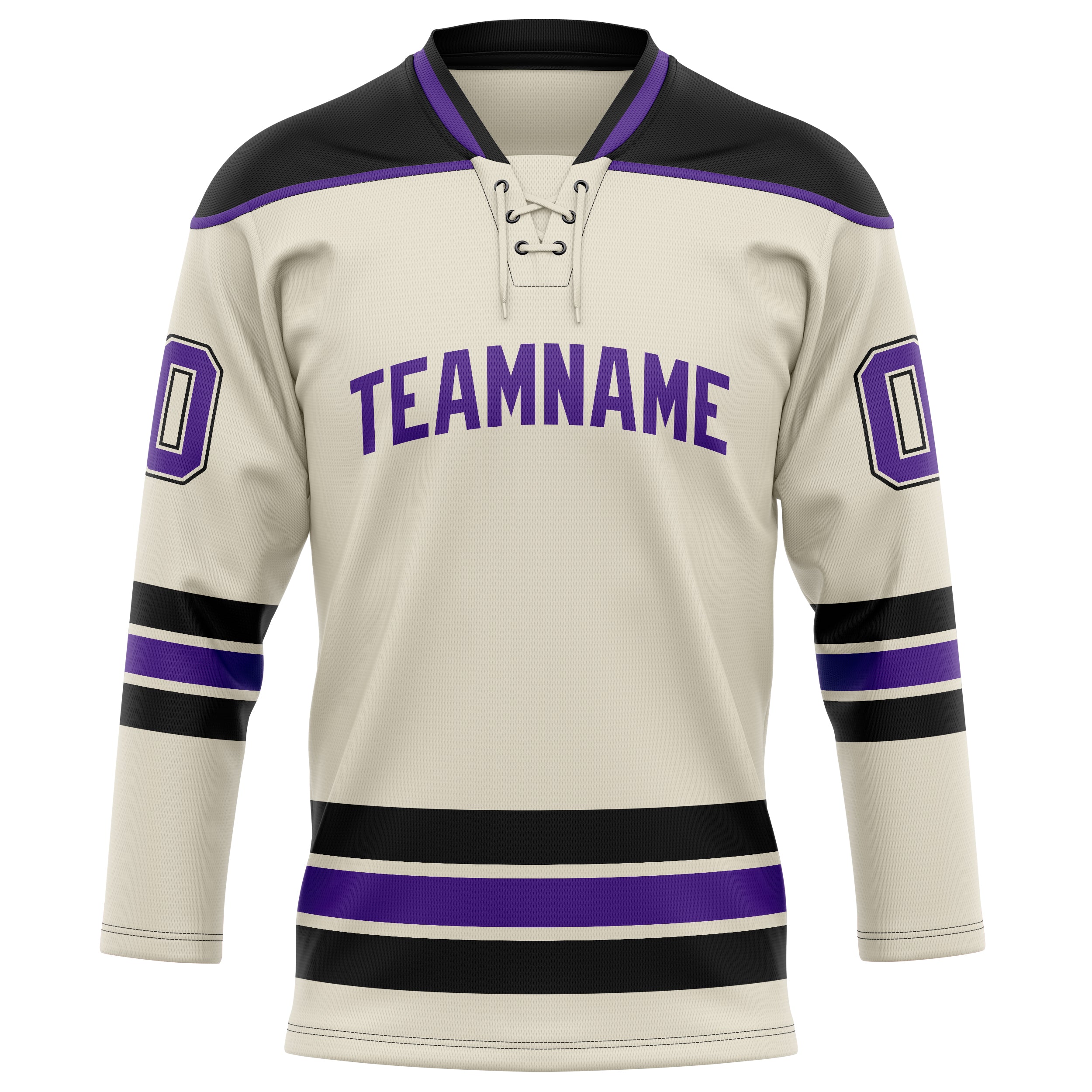 Custom Cream Purple Solid Colour Hockey Jersey