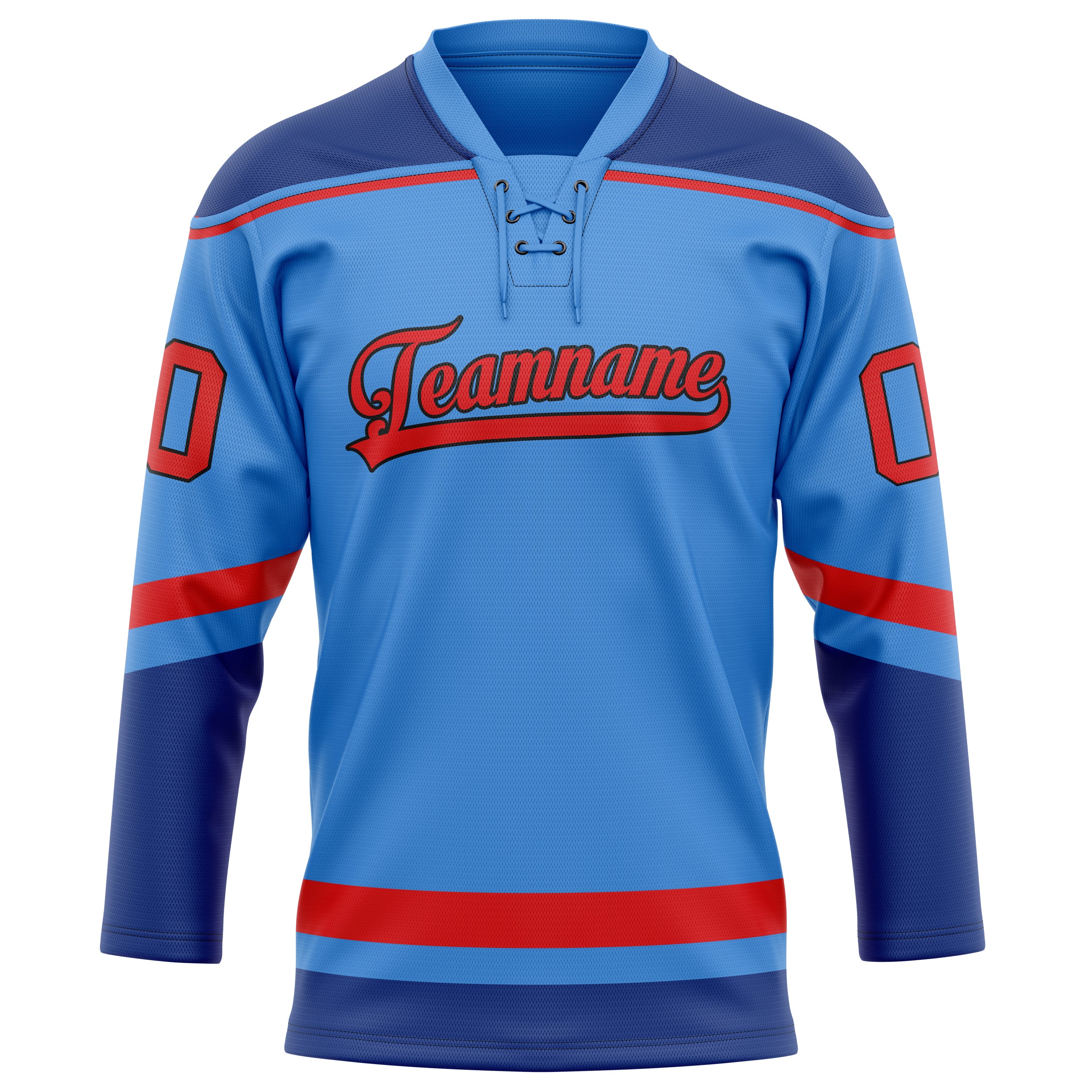 Custom Electric Blue Red Solid Colour Hockey Jersey