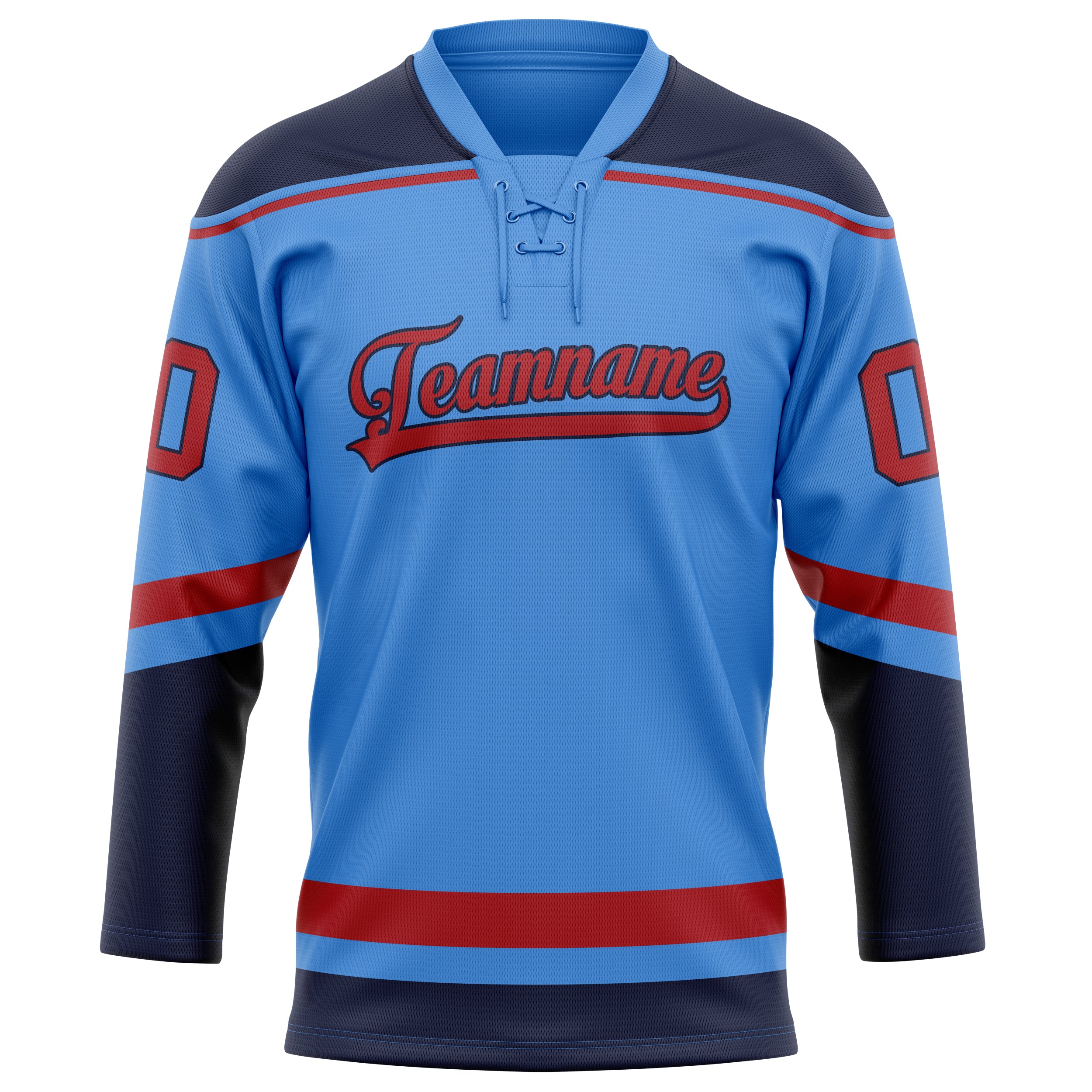 Custom Electric Blue Red Solid Colour Hockey Jersey