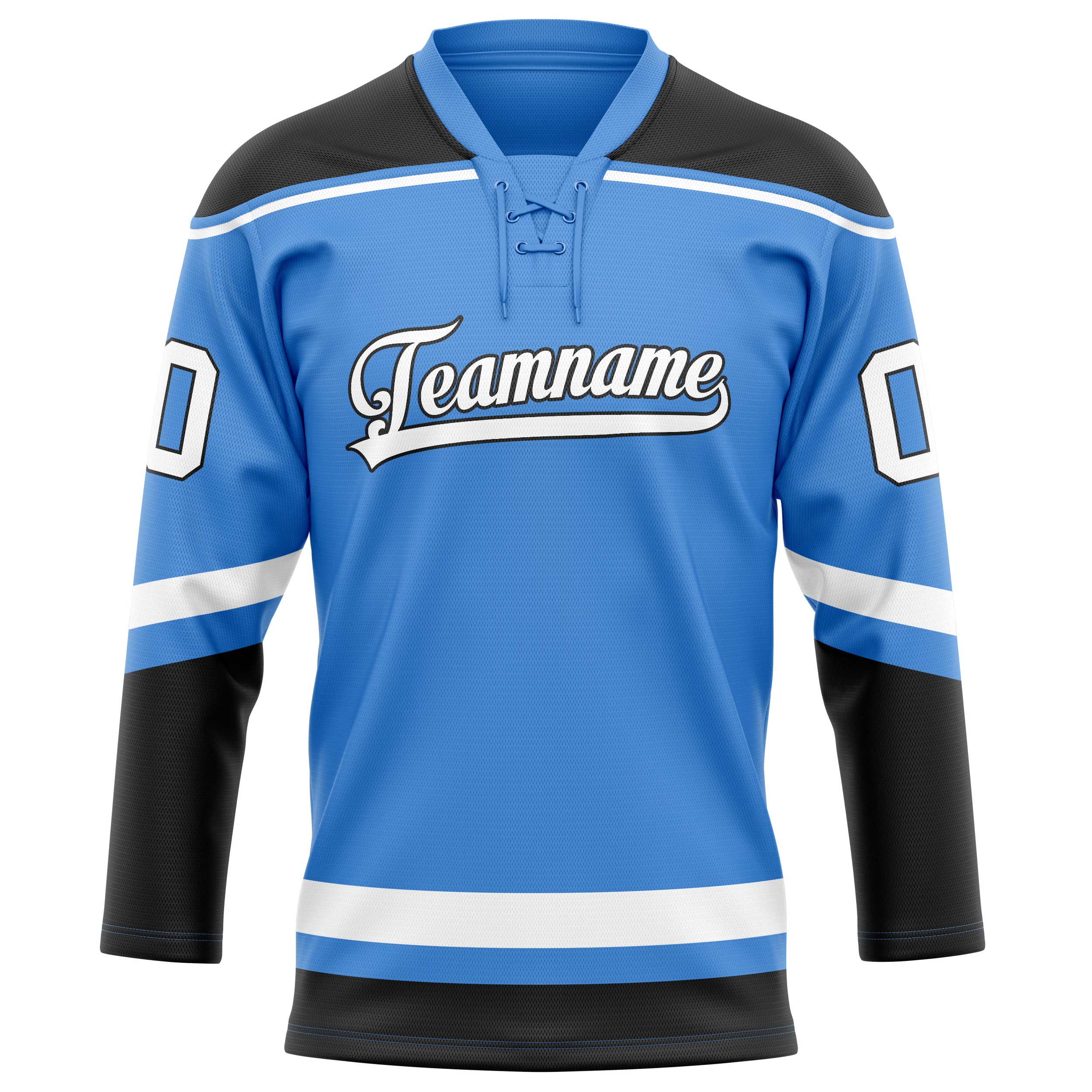 Custom Electric Blue White Solid Colour Hockey Jersey