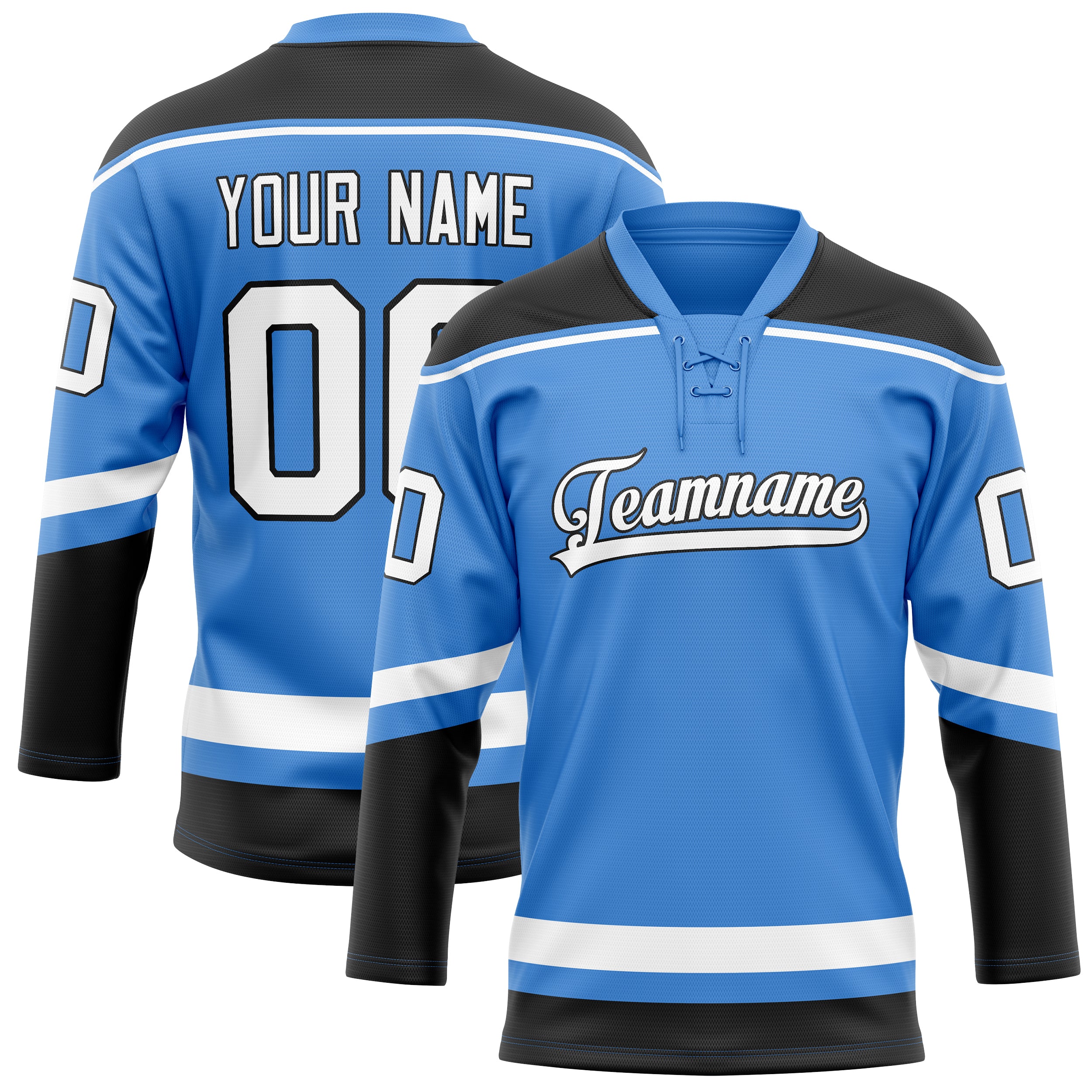 Custom Electric Blue White Solid Colour Hockey Jersey
