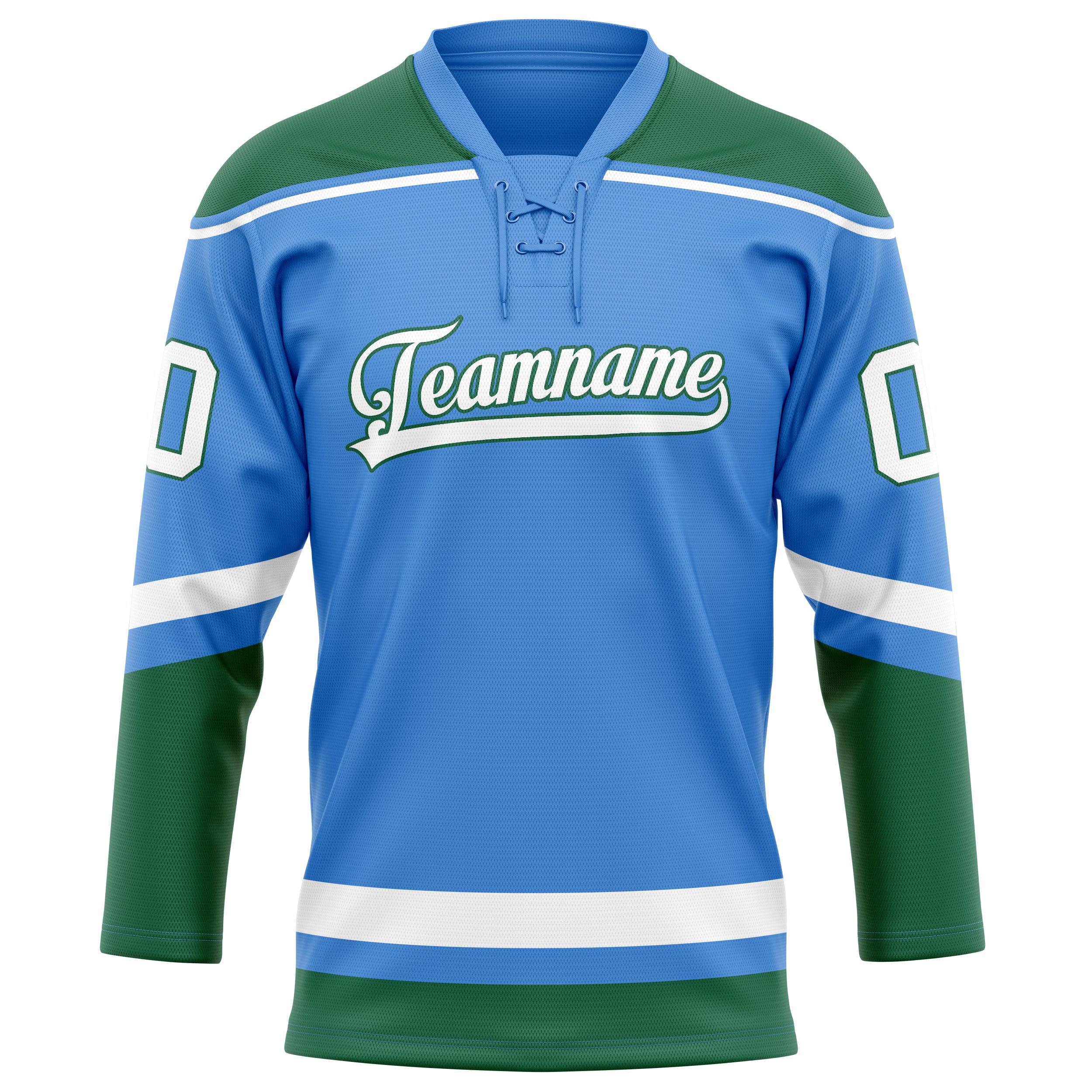 Custom Electric Blue Kelly Green Solid Colour Hockey Jersey