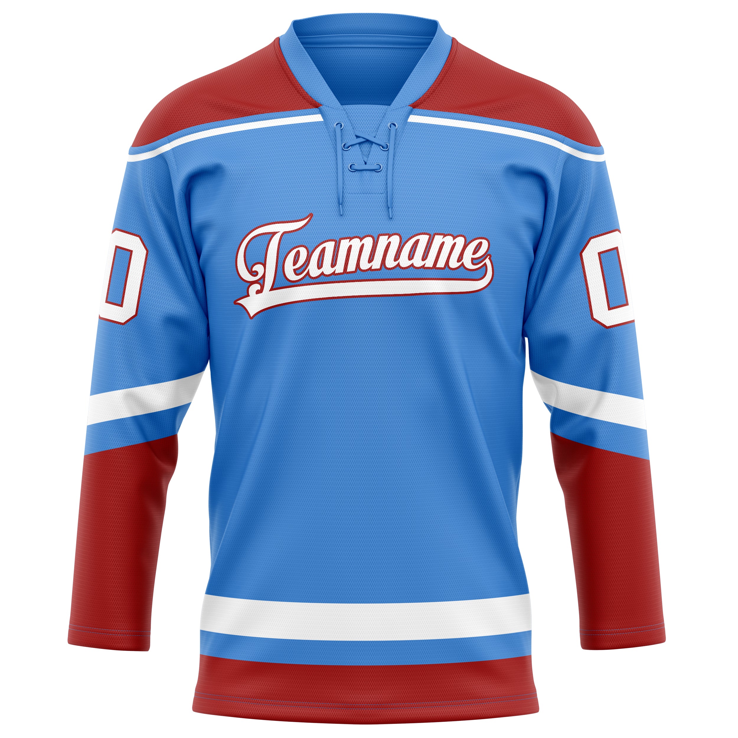 Custom Electric Blue Red Solid Colour Hockey Jersey