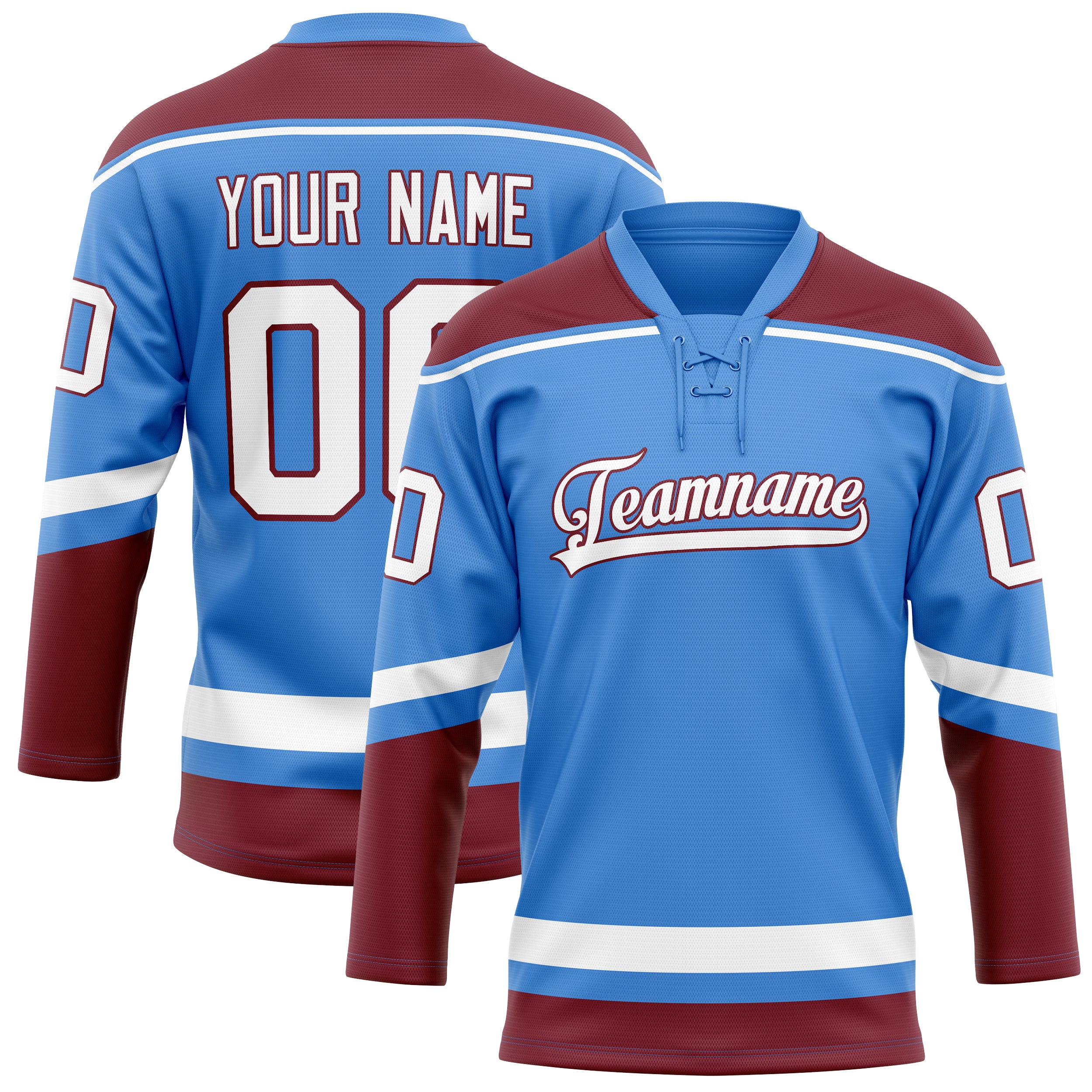 Custom Electric Blue Crimson Solid Colour Hockey Jersey