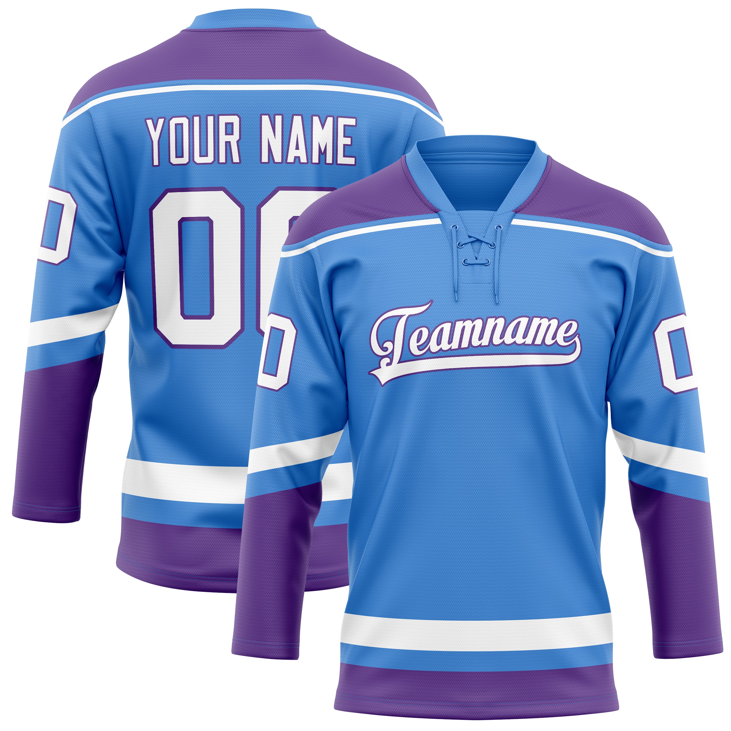 Custom Electric Blue Purple Solid Colour Hockey Jersey