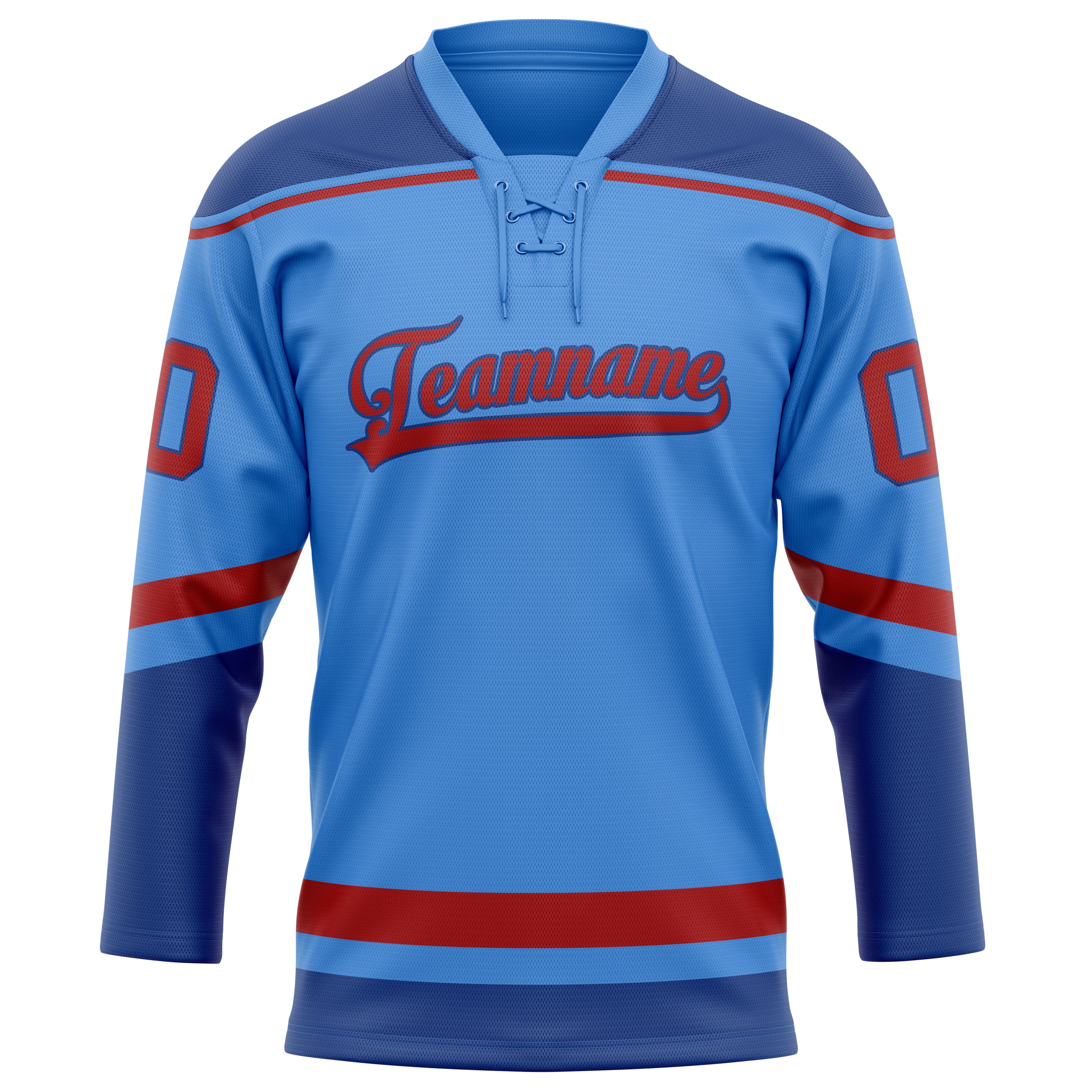 Custom Electric Blue Red Solid Colour Hockey Jersey