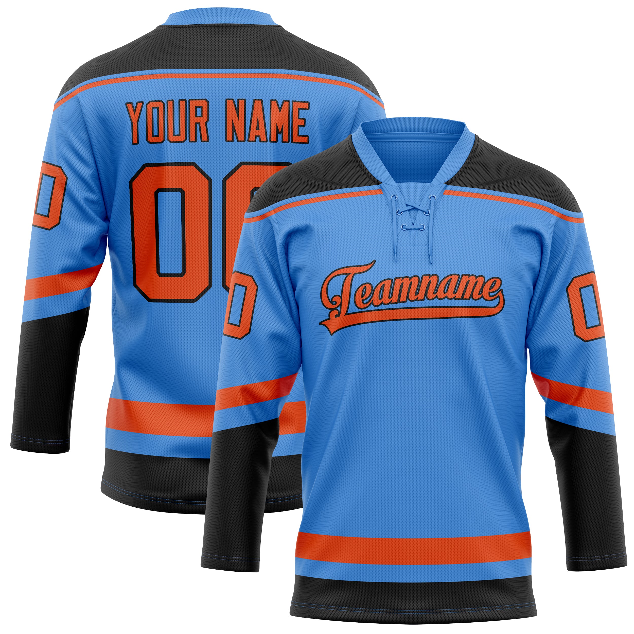 Custom Electric Blue Red Solid Colour Hockey Jersey