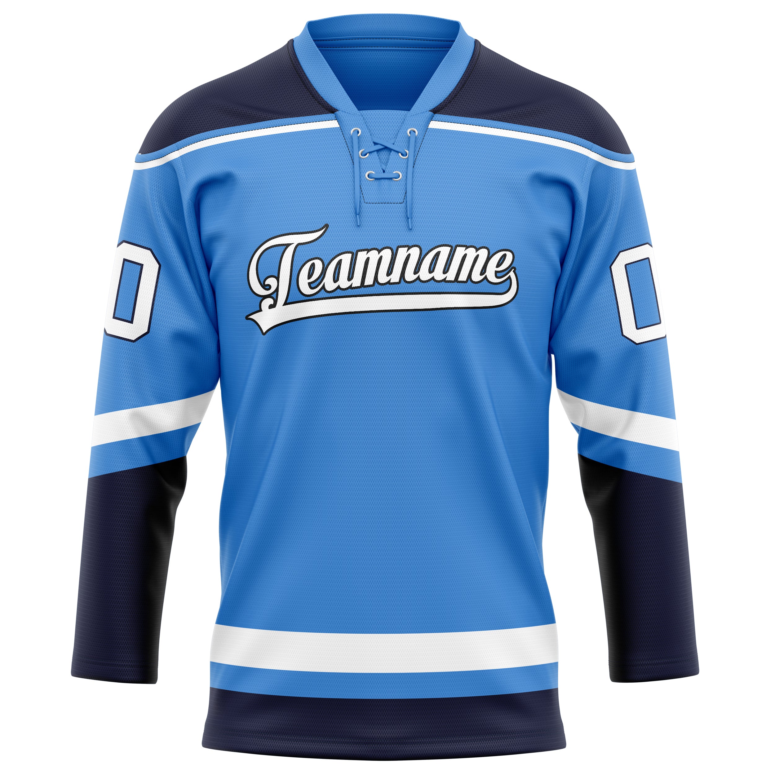 Custom Electric Blue White Solid Colour Hockey Jersey