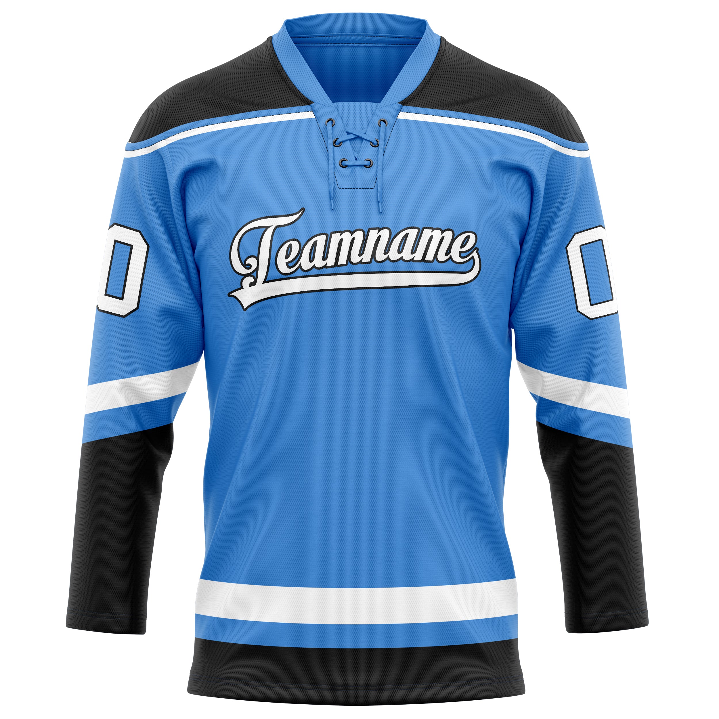 Custom Electric Blue White Solid Colour Hockey Jersey