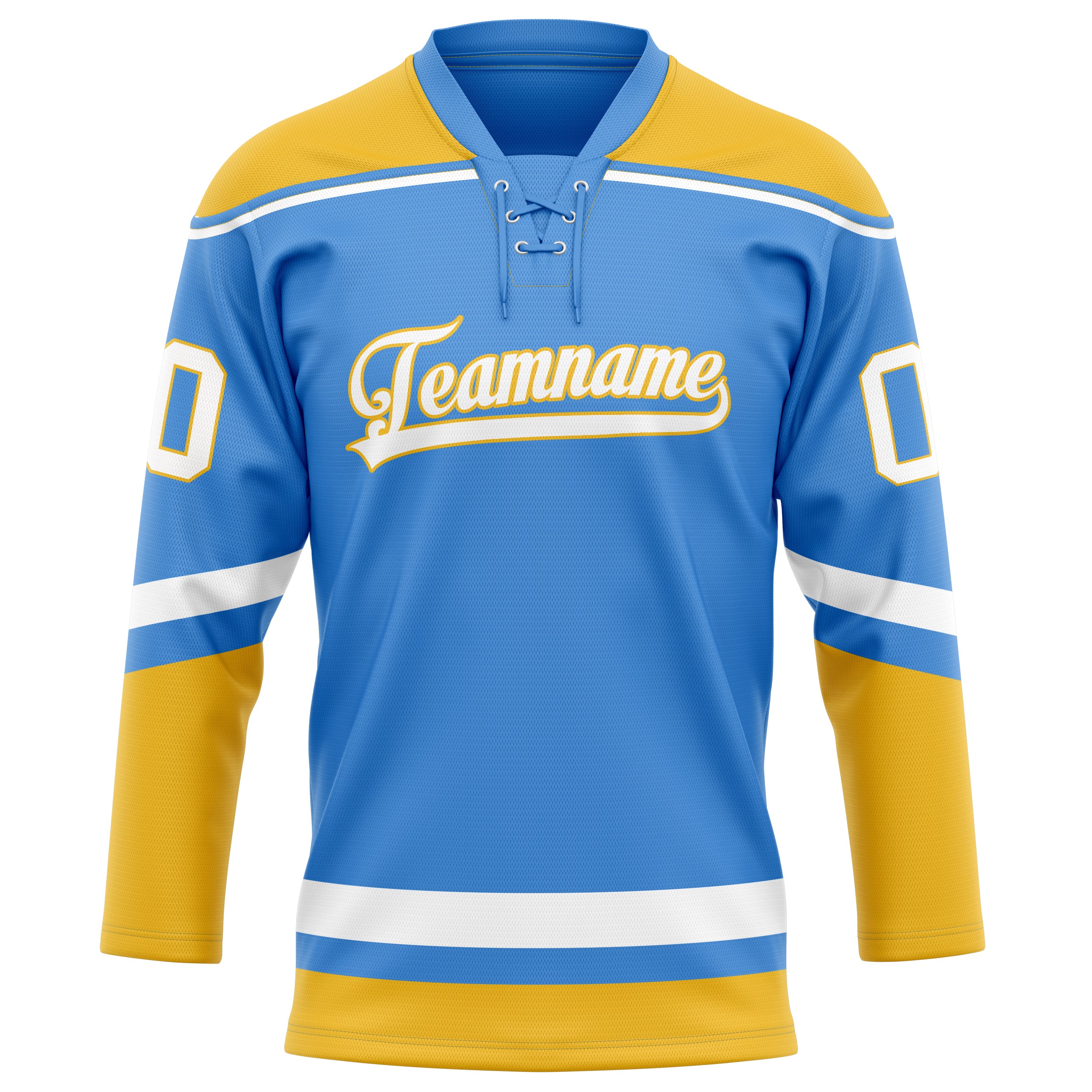 Custom Electric Blue Gold Solid Colour Hockey Jersey