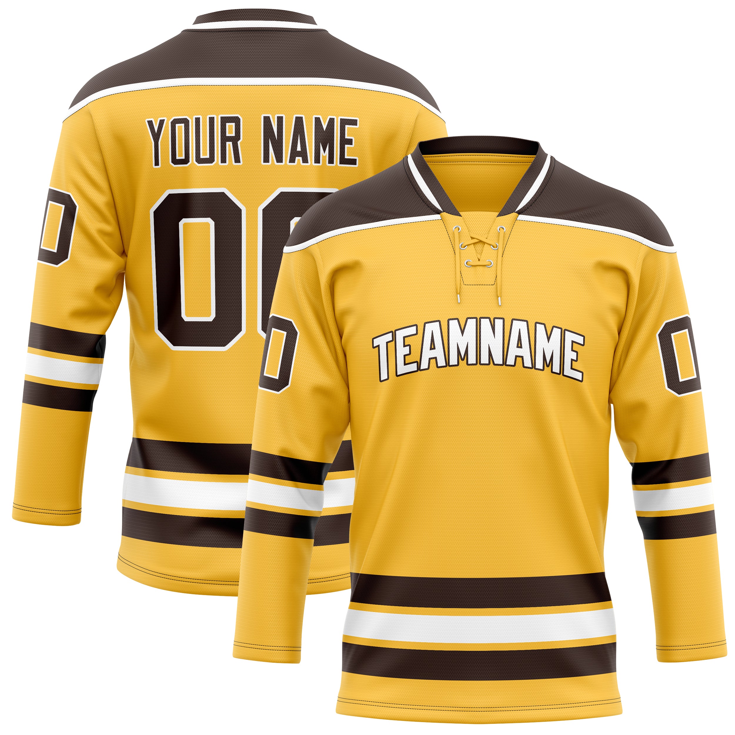 Custom Gold Brown Solid Colour Hockey Jersey