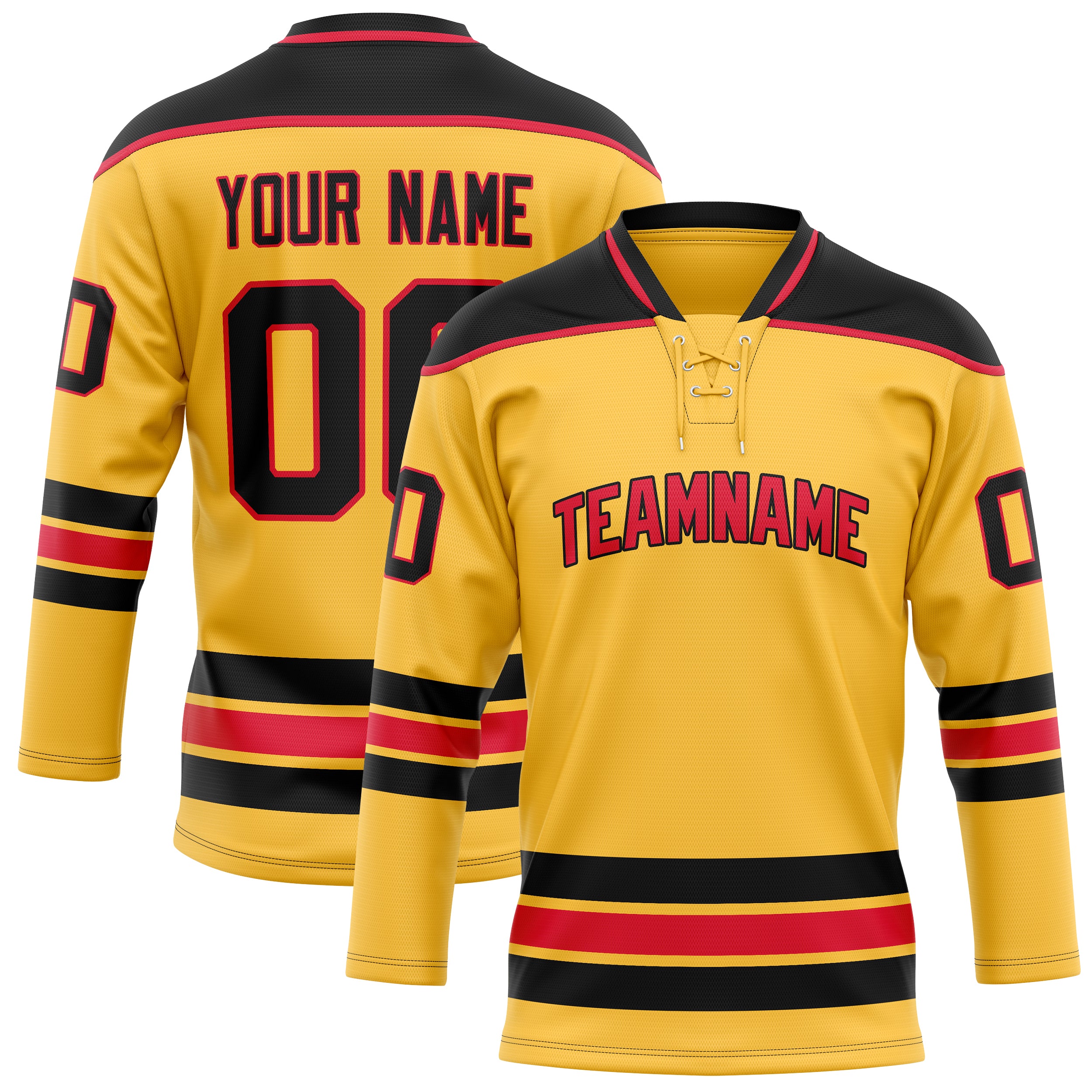 Custom Gold Black Solid Colour Hockey Jersey