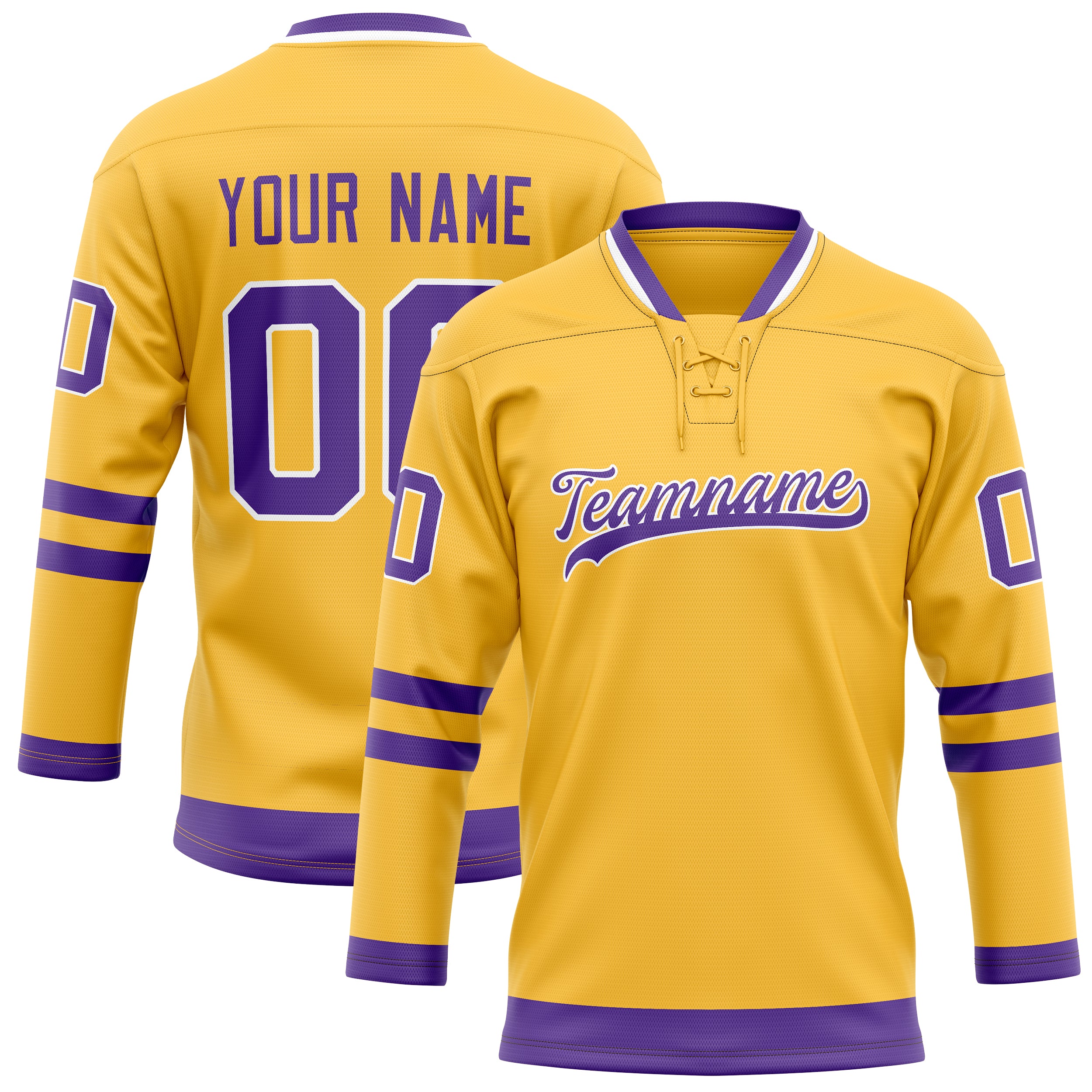 Custom Gold Purple Solid Colour Hockey Jersey
