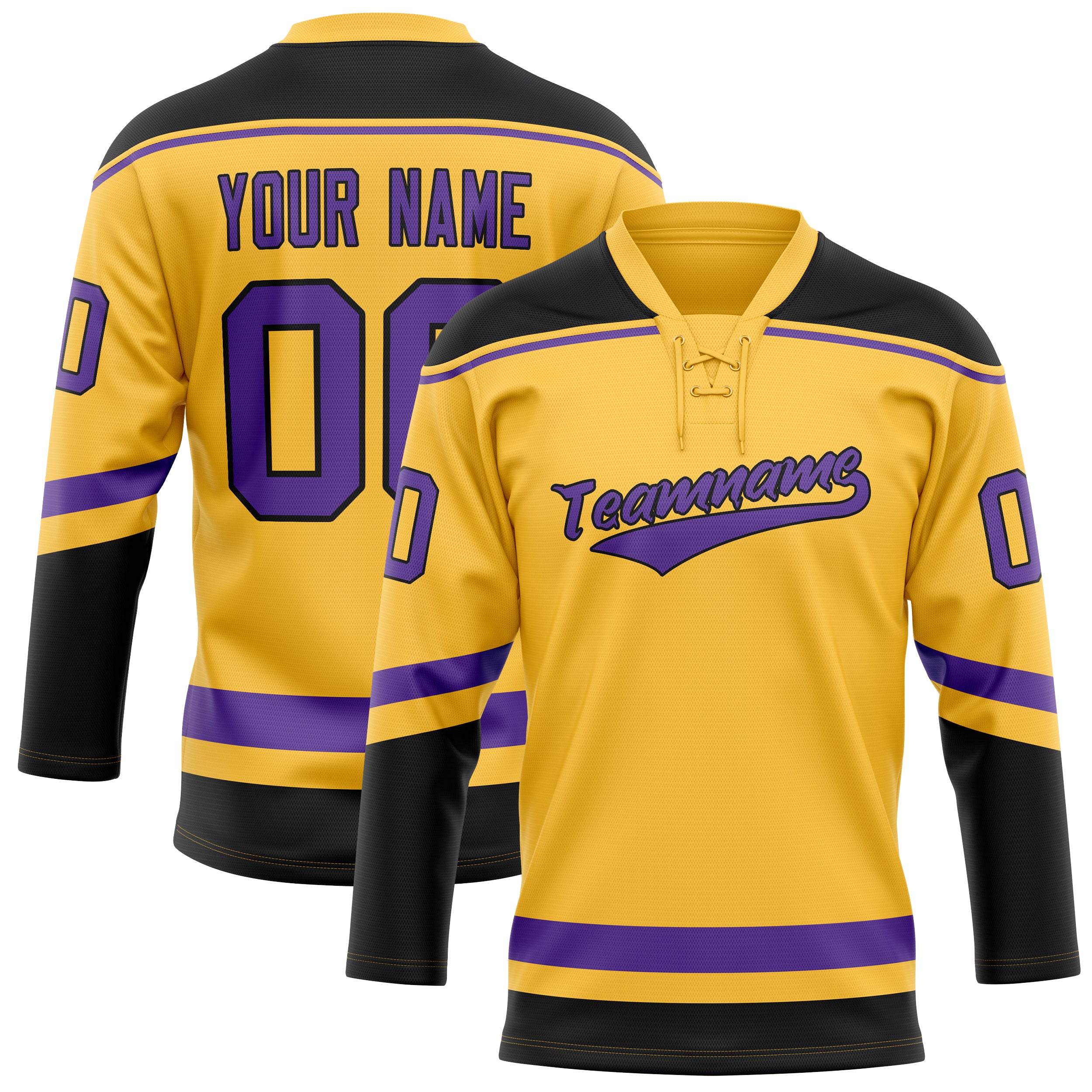 Custom Gold Purple Solid Colour Hockey Jersey