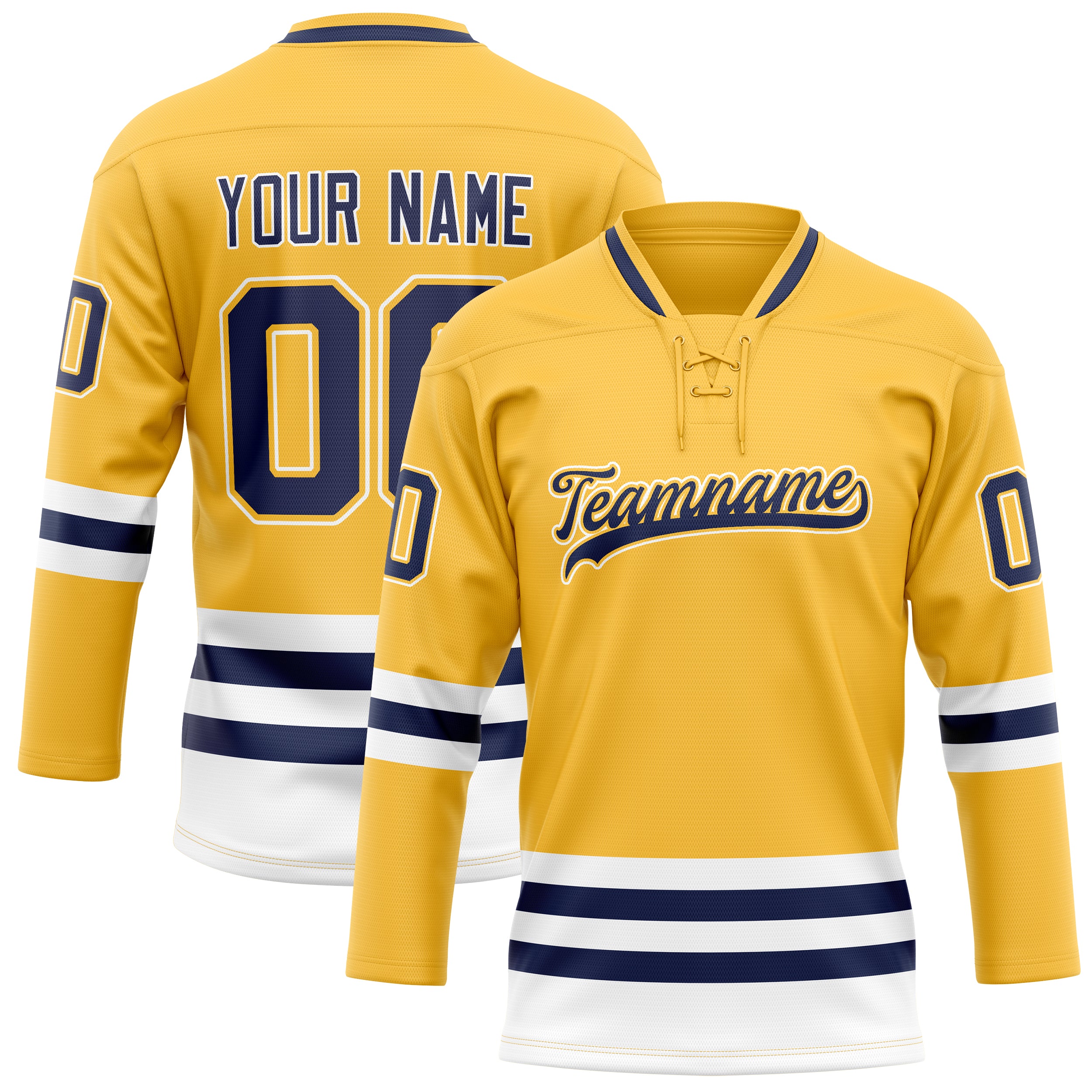Custom Gold Navy Solid Colour Hockey Jersey