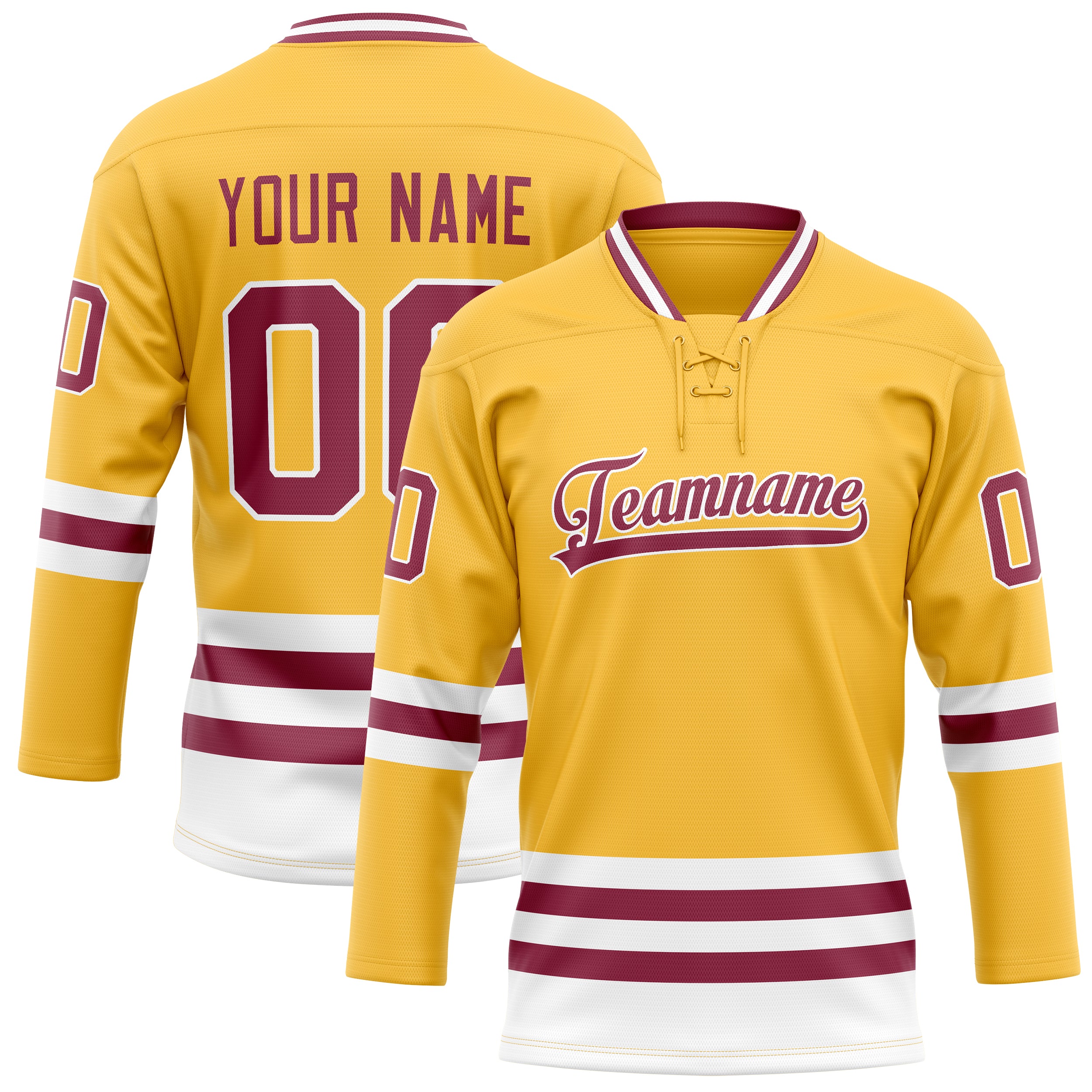 Custom Gold Red Solid Colour Hockey Jersey