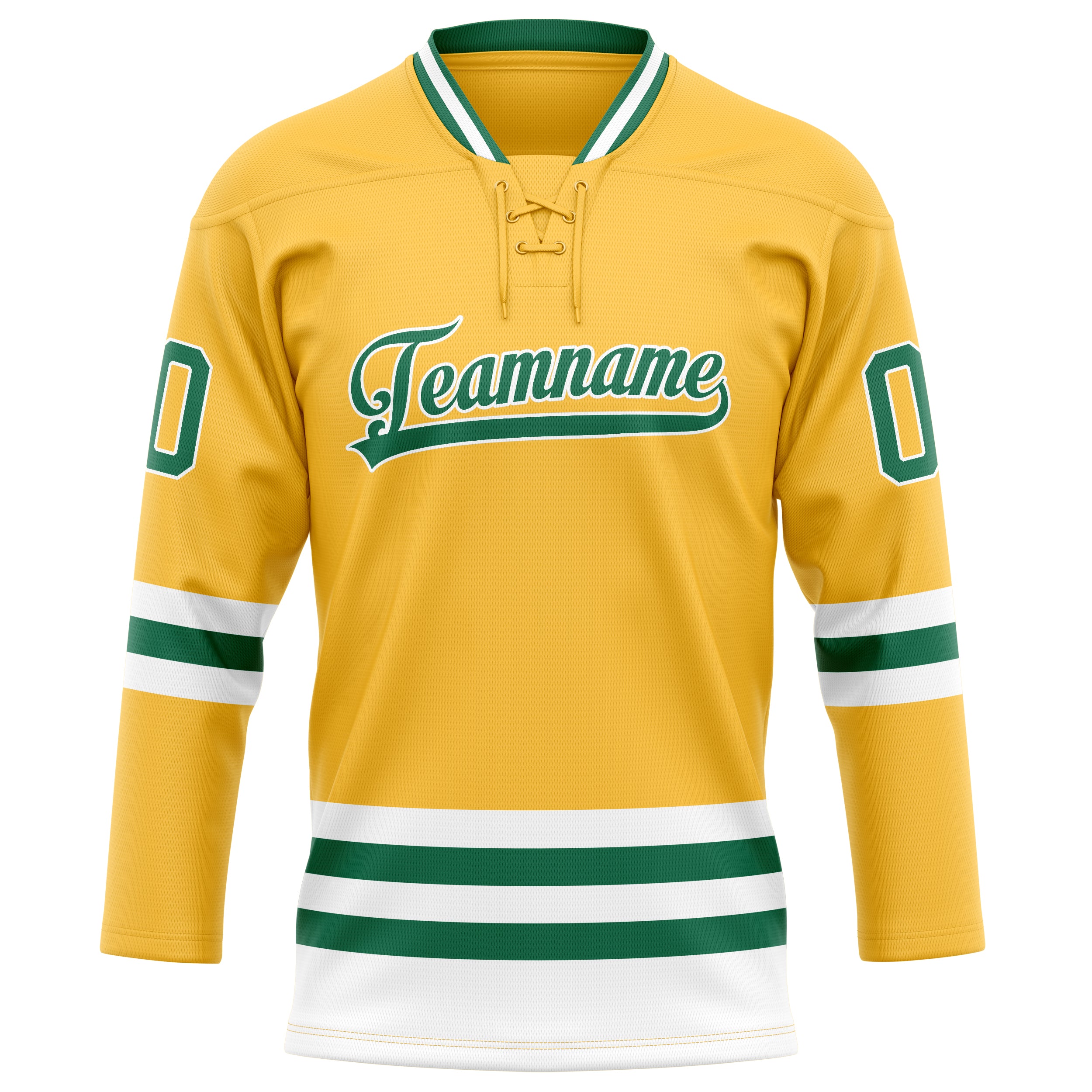 Custom Gold Kelly Green Solid Colour Hockey Jersey