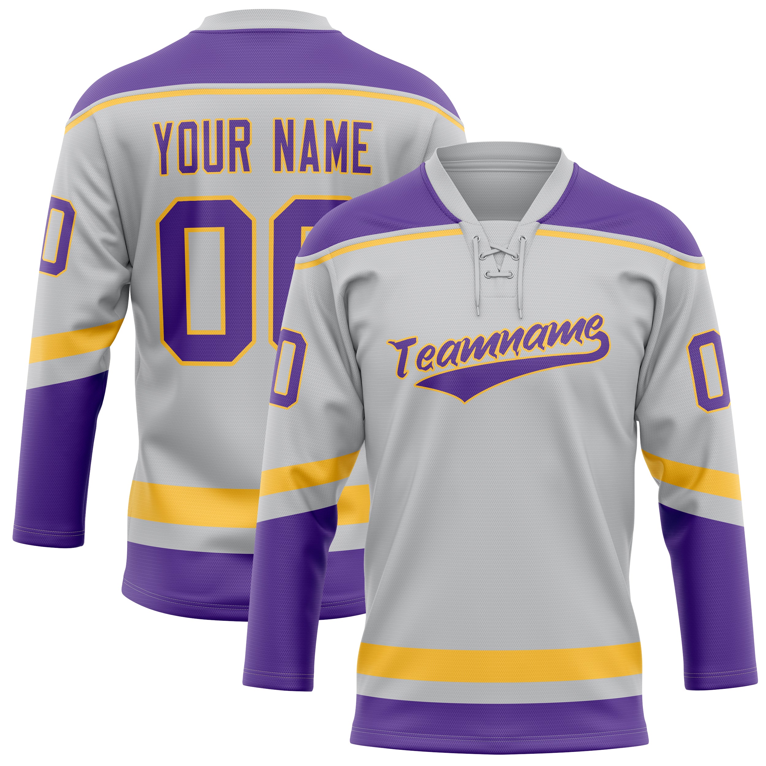 Custom Gray Purple Solid Colour Hockey Jersey