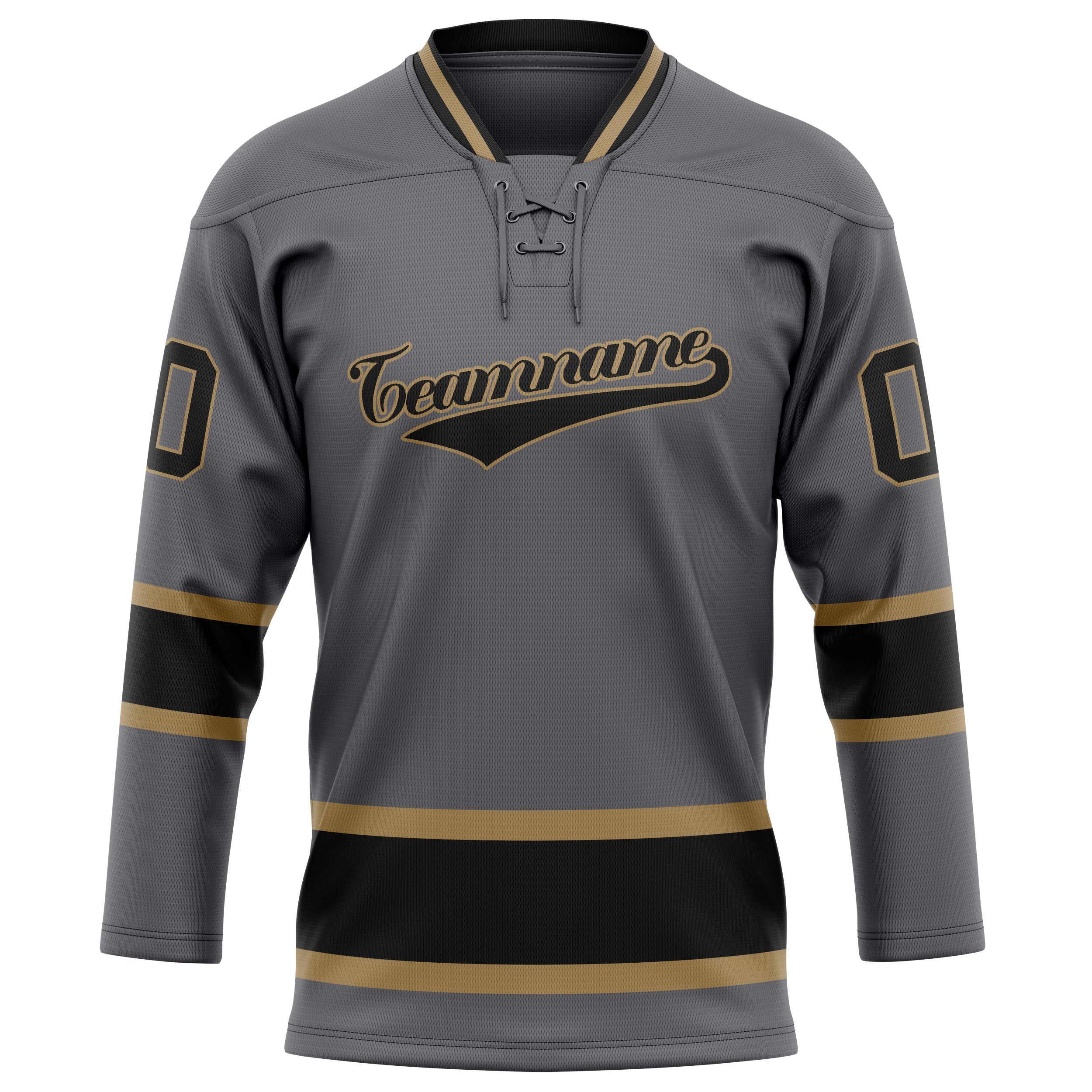Custom Gray Black Solid Colour Hockey Jersey