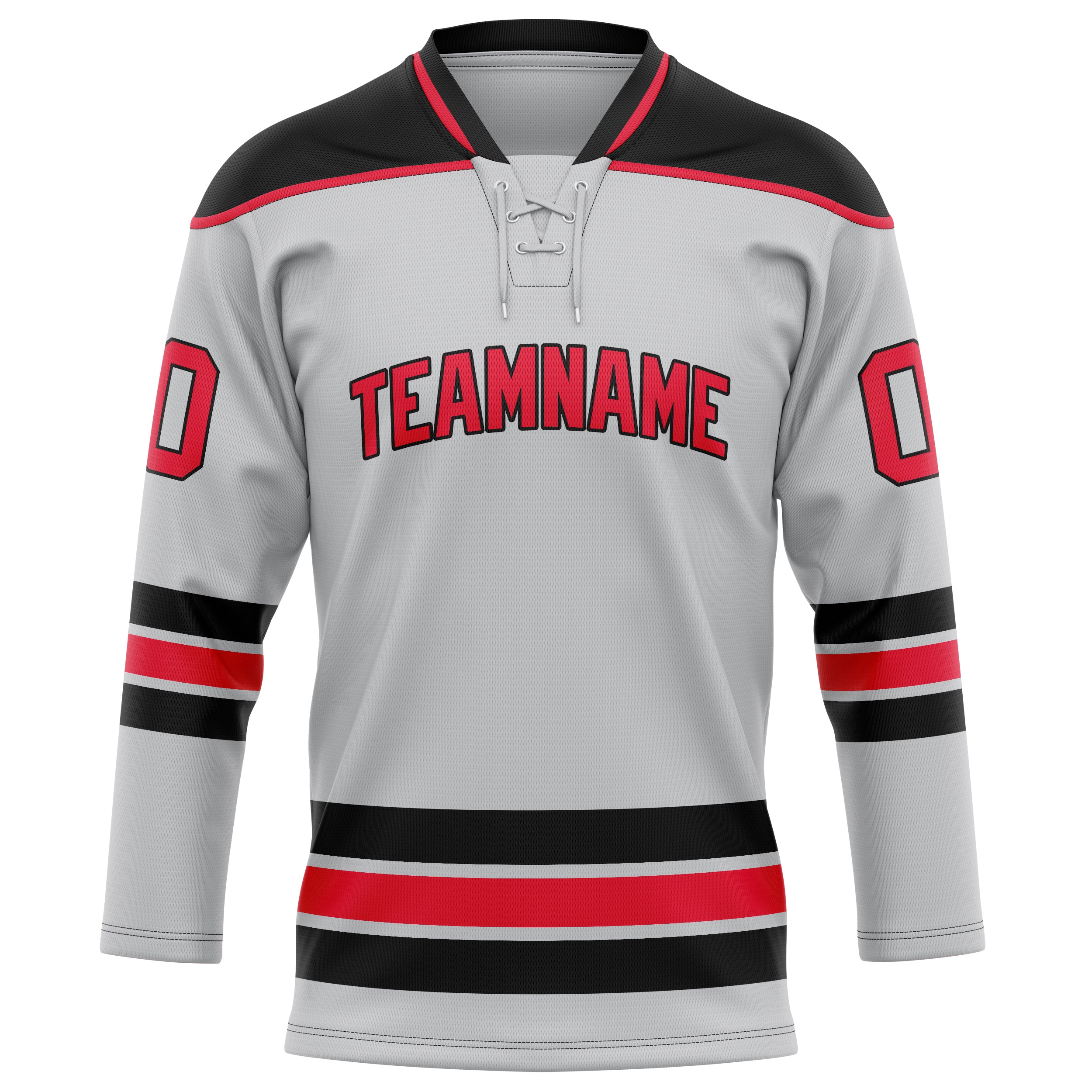 Custom Gray Red Solid Colour Hockey Jersey