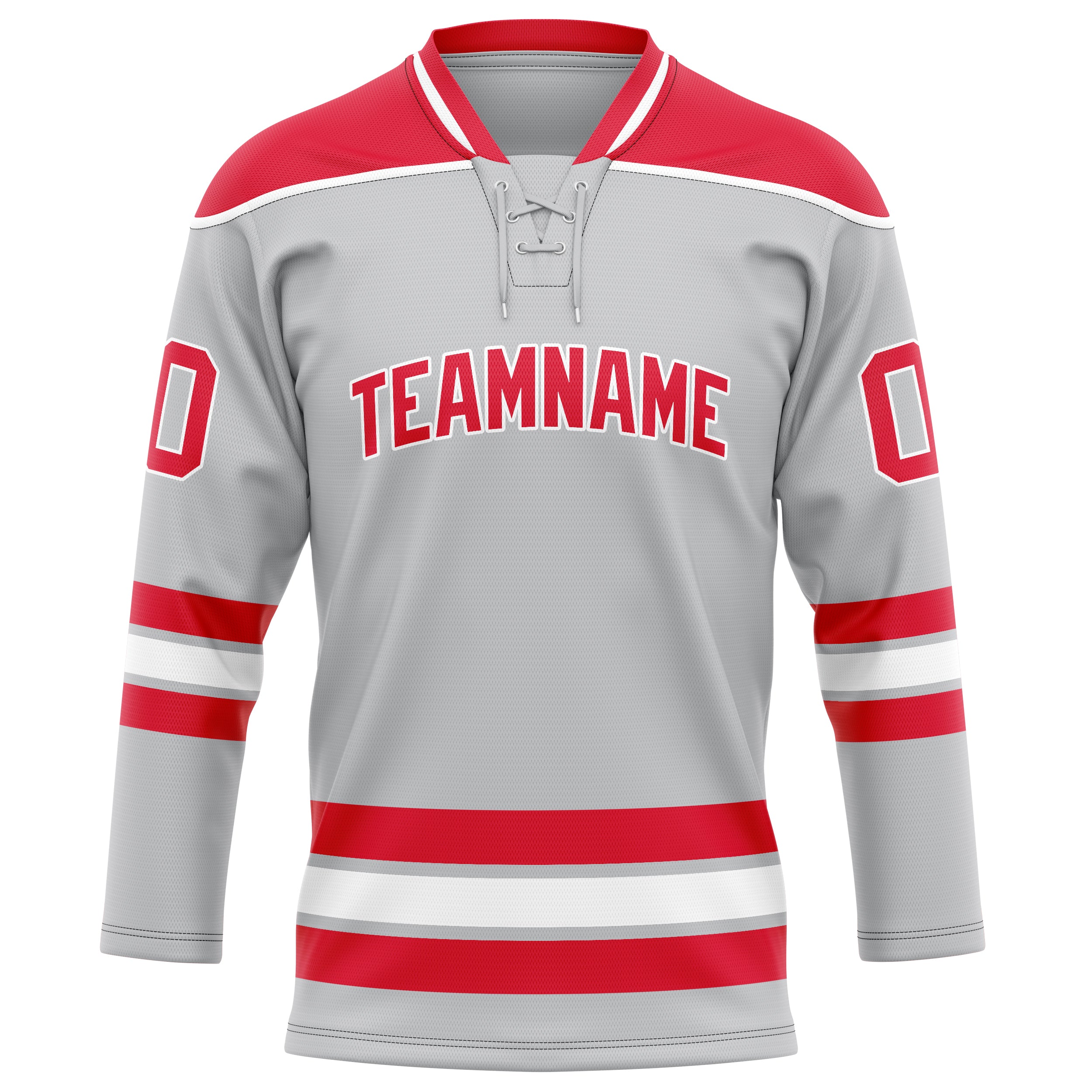 Custom Gray Red Solid Colour Hockey Jersey