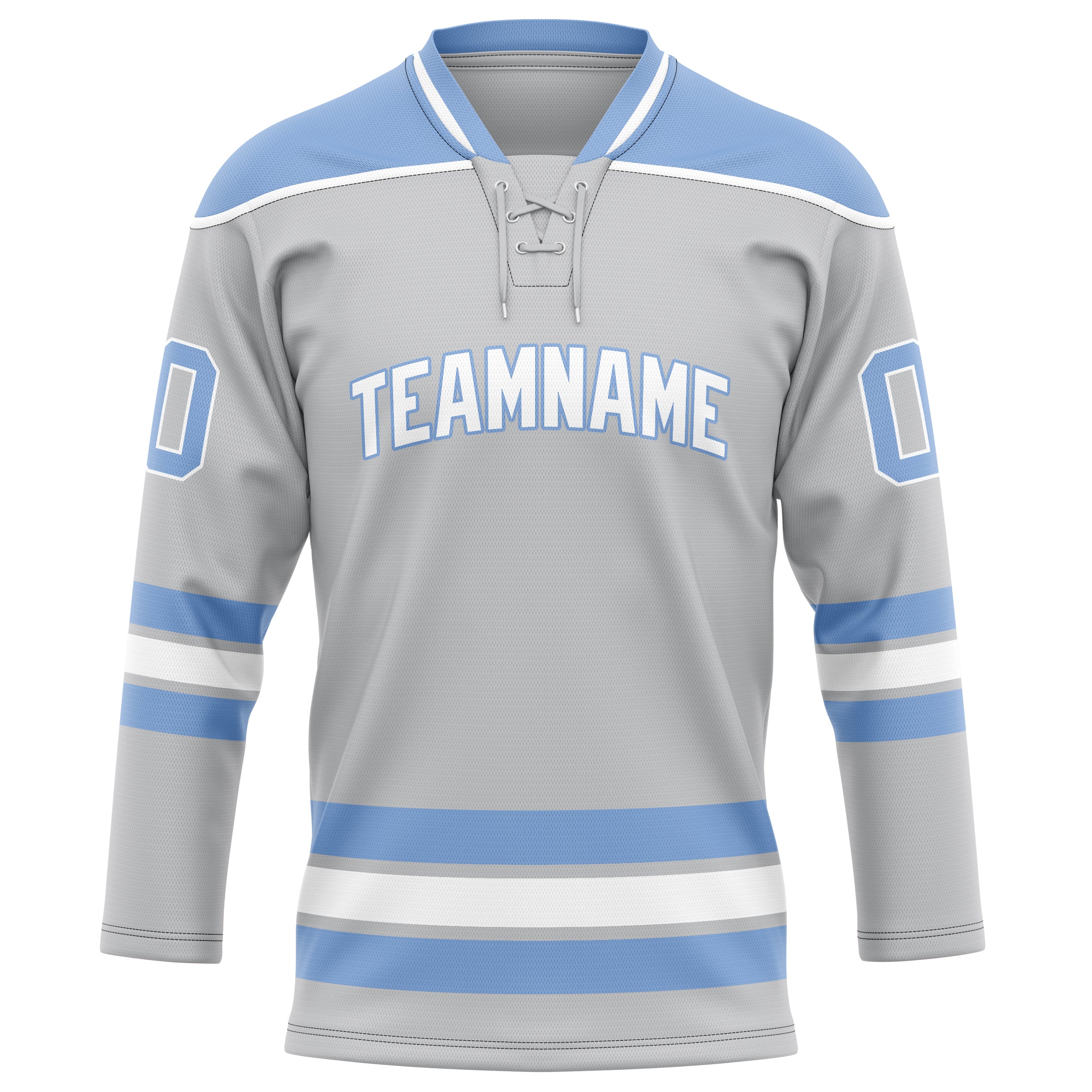 Custom Gray Light Blue Solid Colour Hockey Jersey