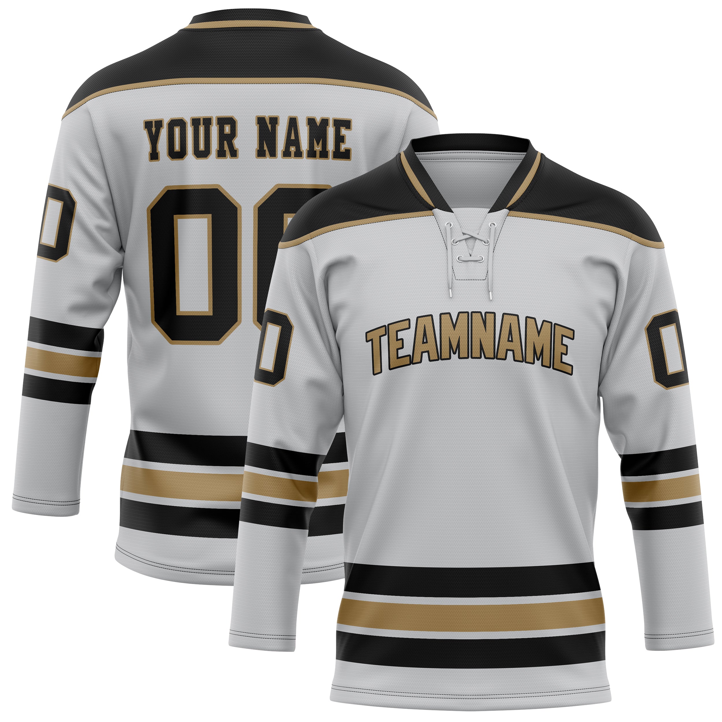 Custom Gray Black Solid Colour Hockey Jersey