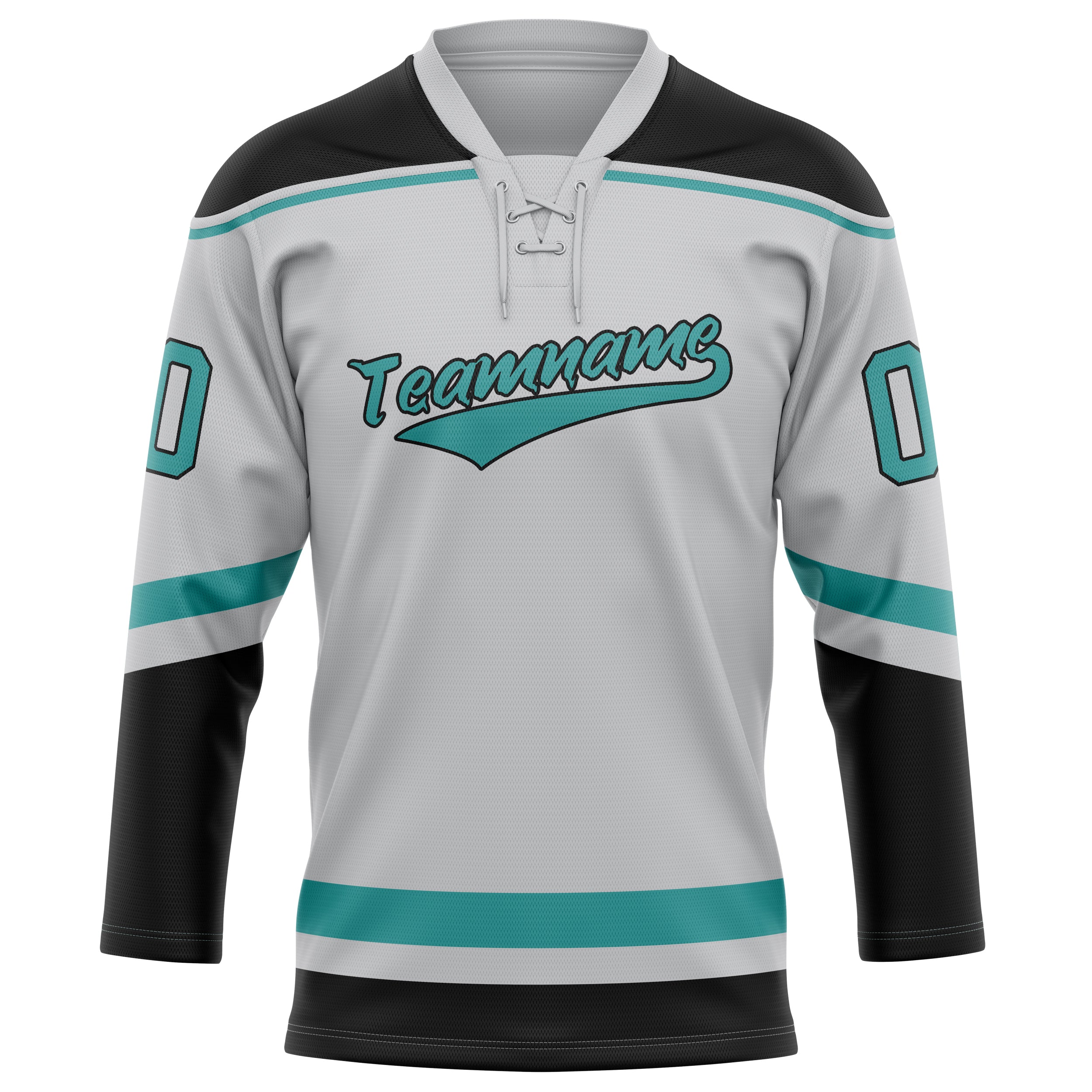 Custom Gray Teal Solid Colour Hockey Jersey