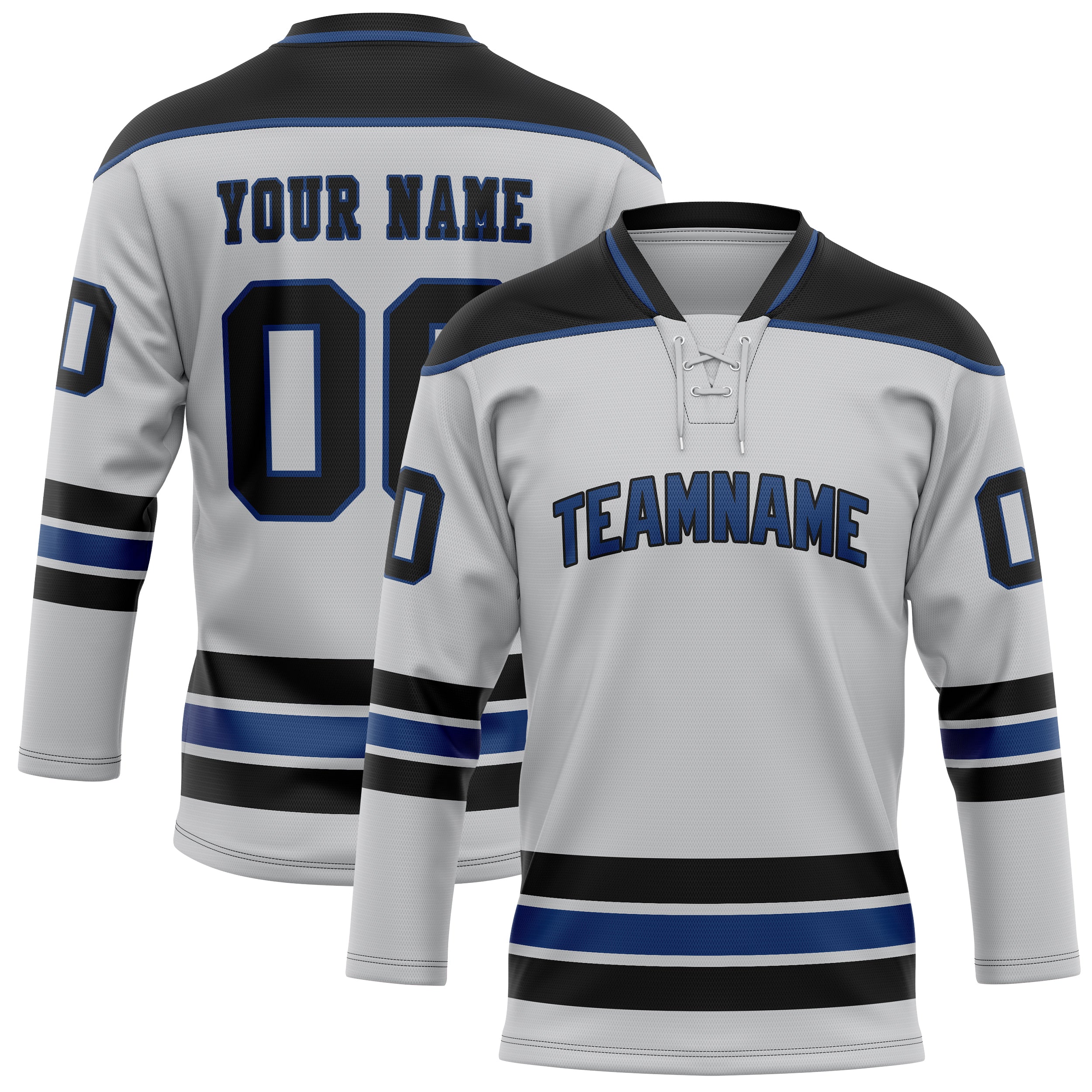 Custom Gray Black Solid Colour Hockey Jersey