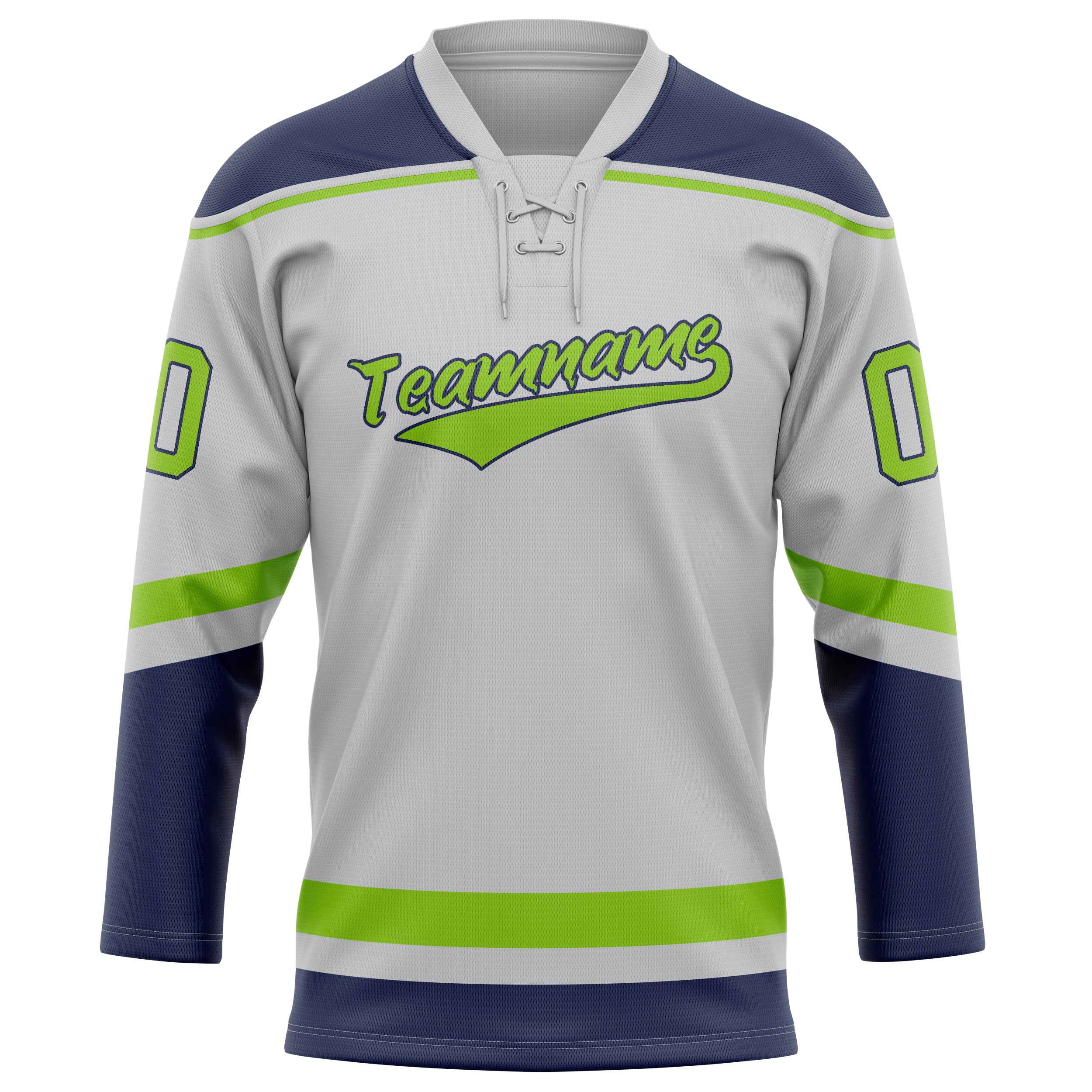 Custom Gray Neon Green Solid Colour Hockey Jersey
