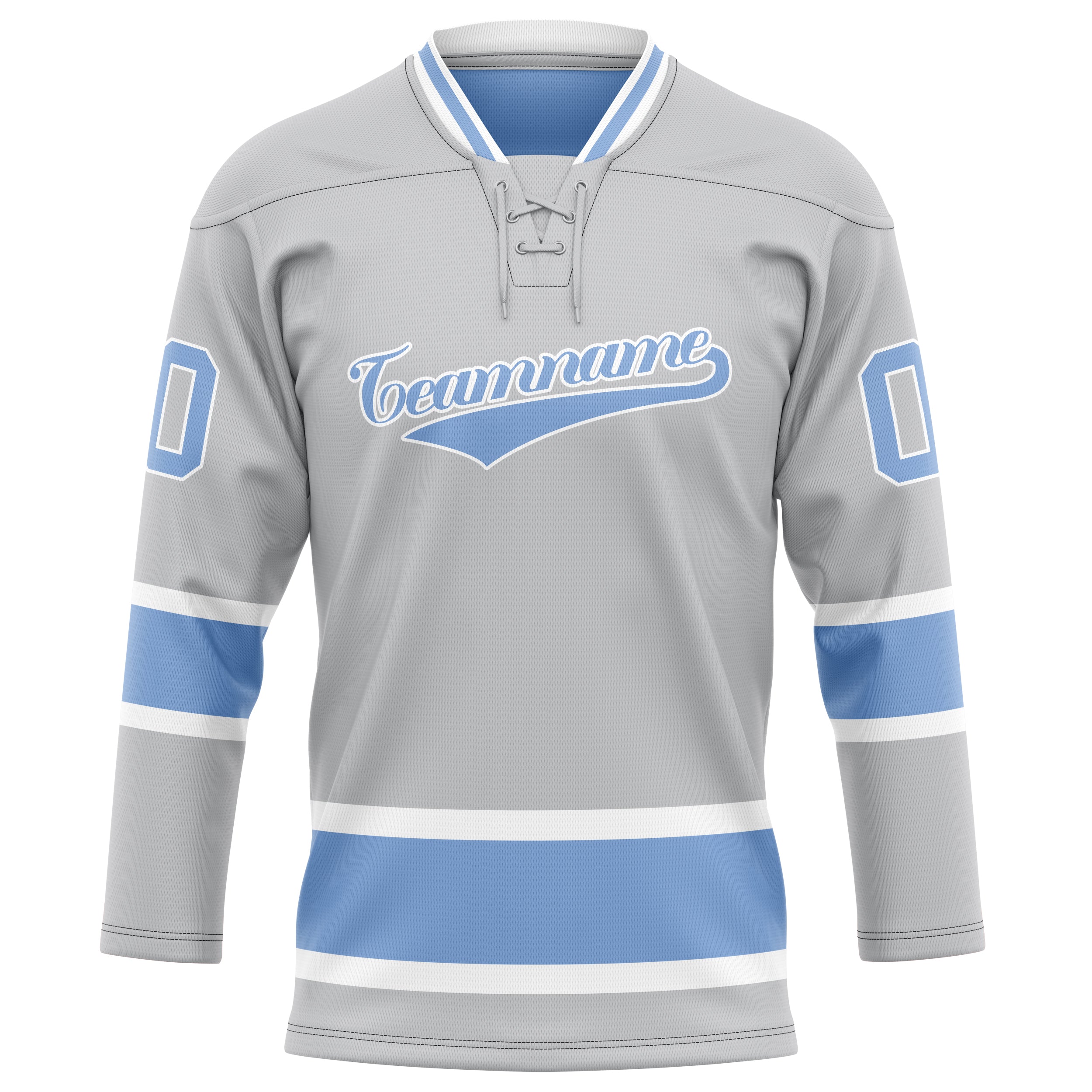 Custom Gray Light Blue Solid Colour Hockey Jersey