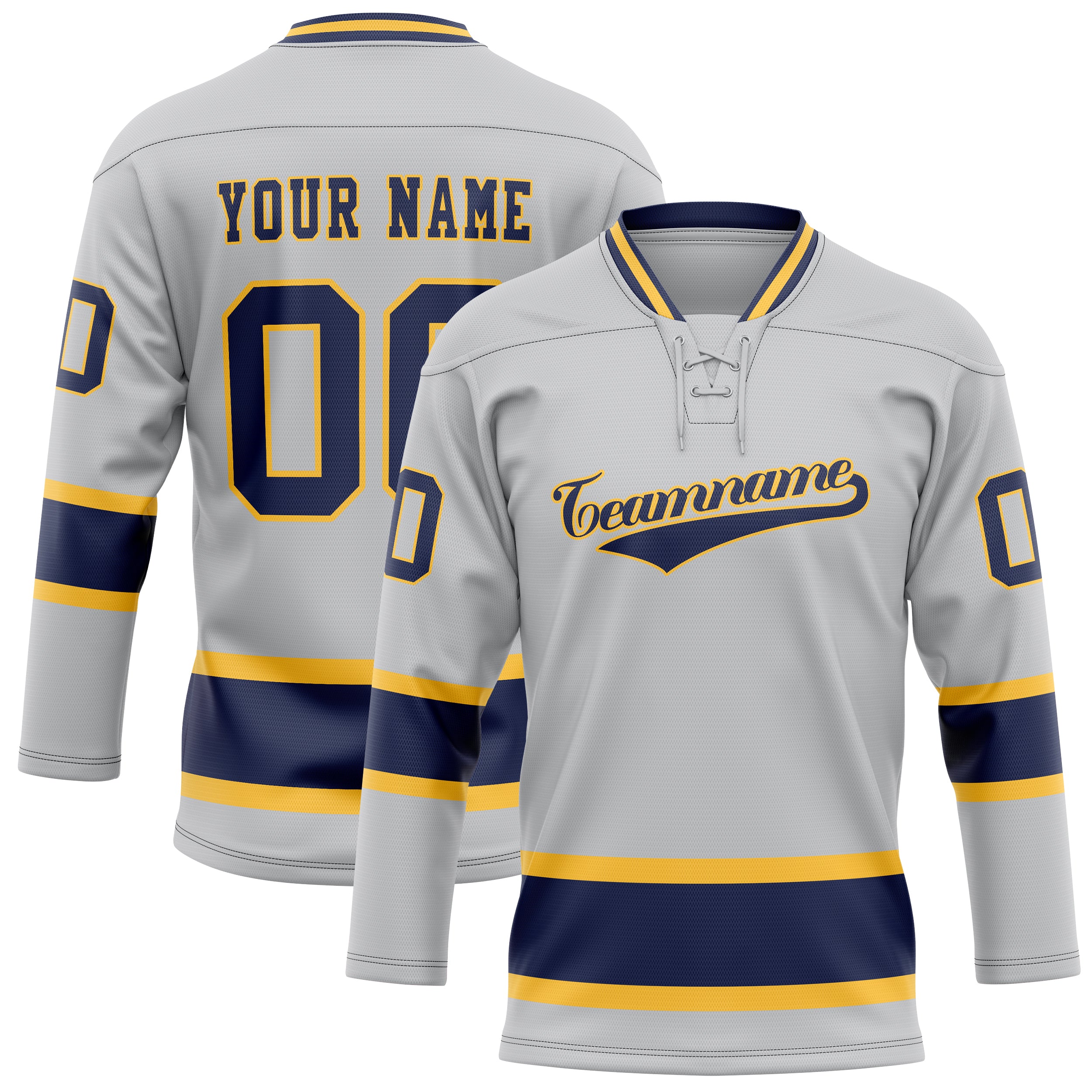 Custom Gray Navy Solid Colour Hockey Jersey