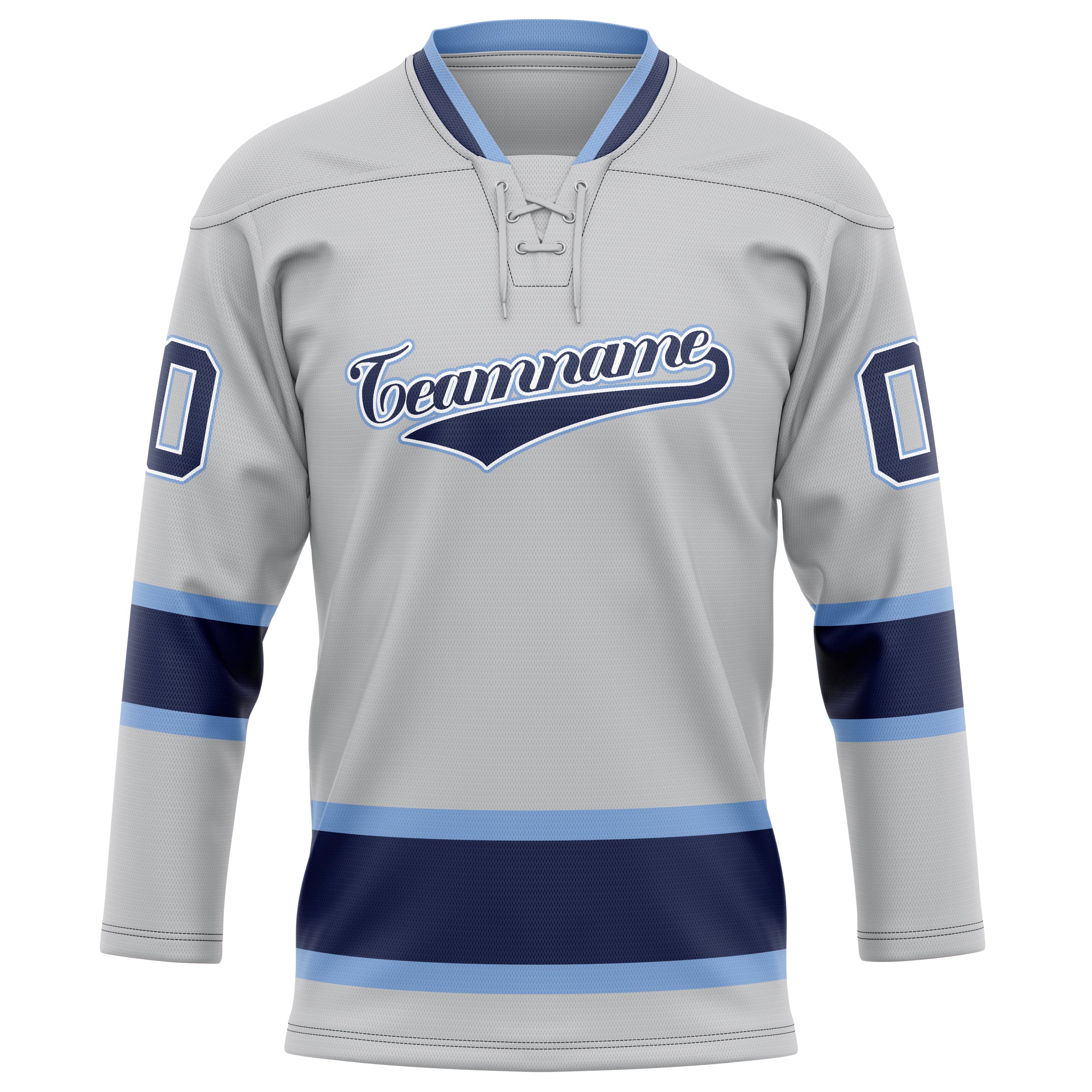 Custom Gray Navy Solid Colour Hockey Jersey