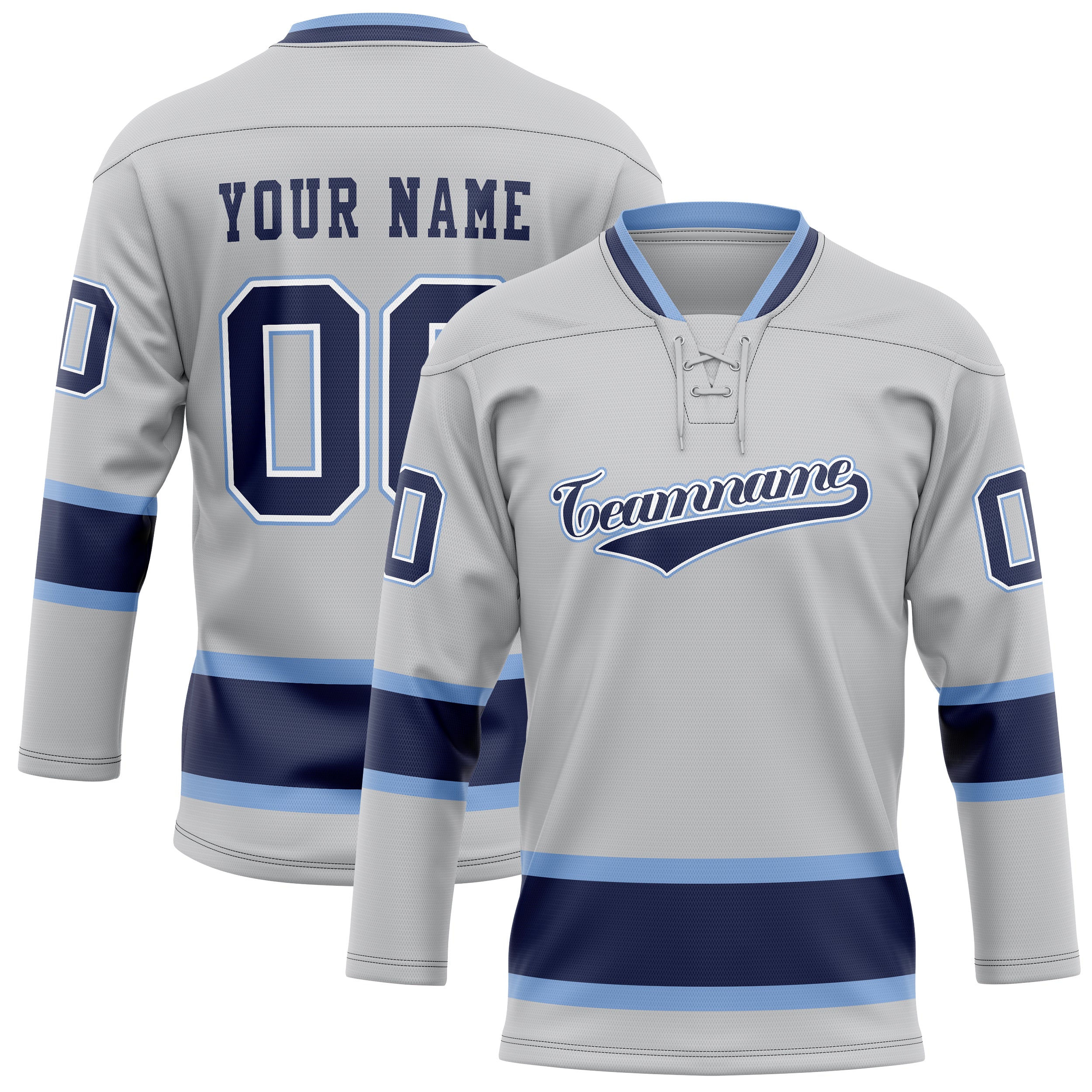 Custom Gray Navy Solid Colour Hockey Jersey