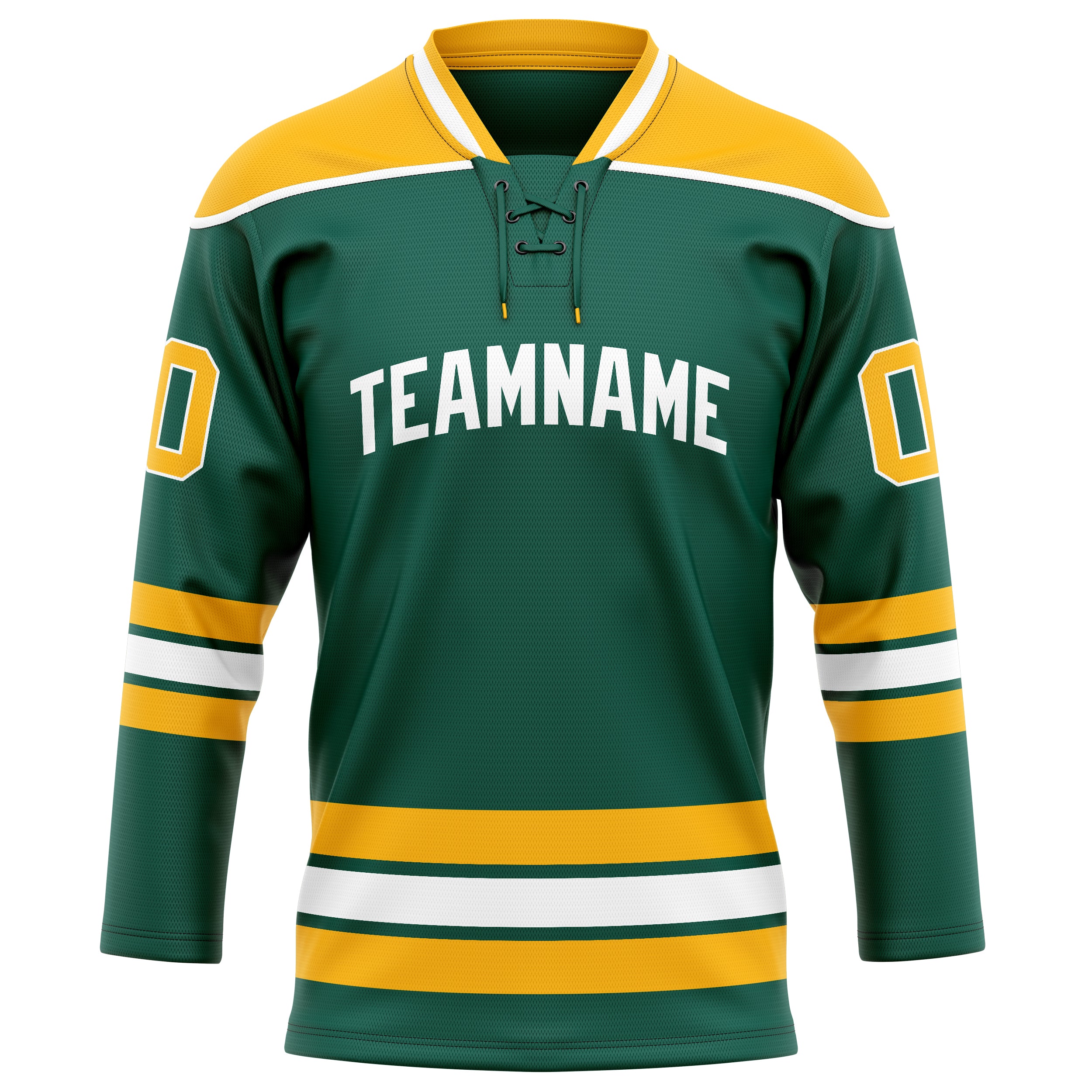 Custom Green Gold Solid Colour Hockey Jersey