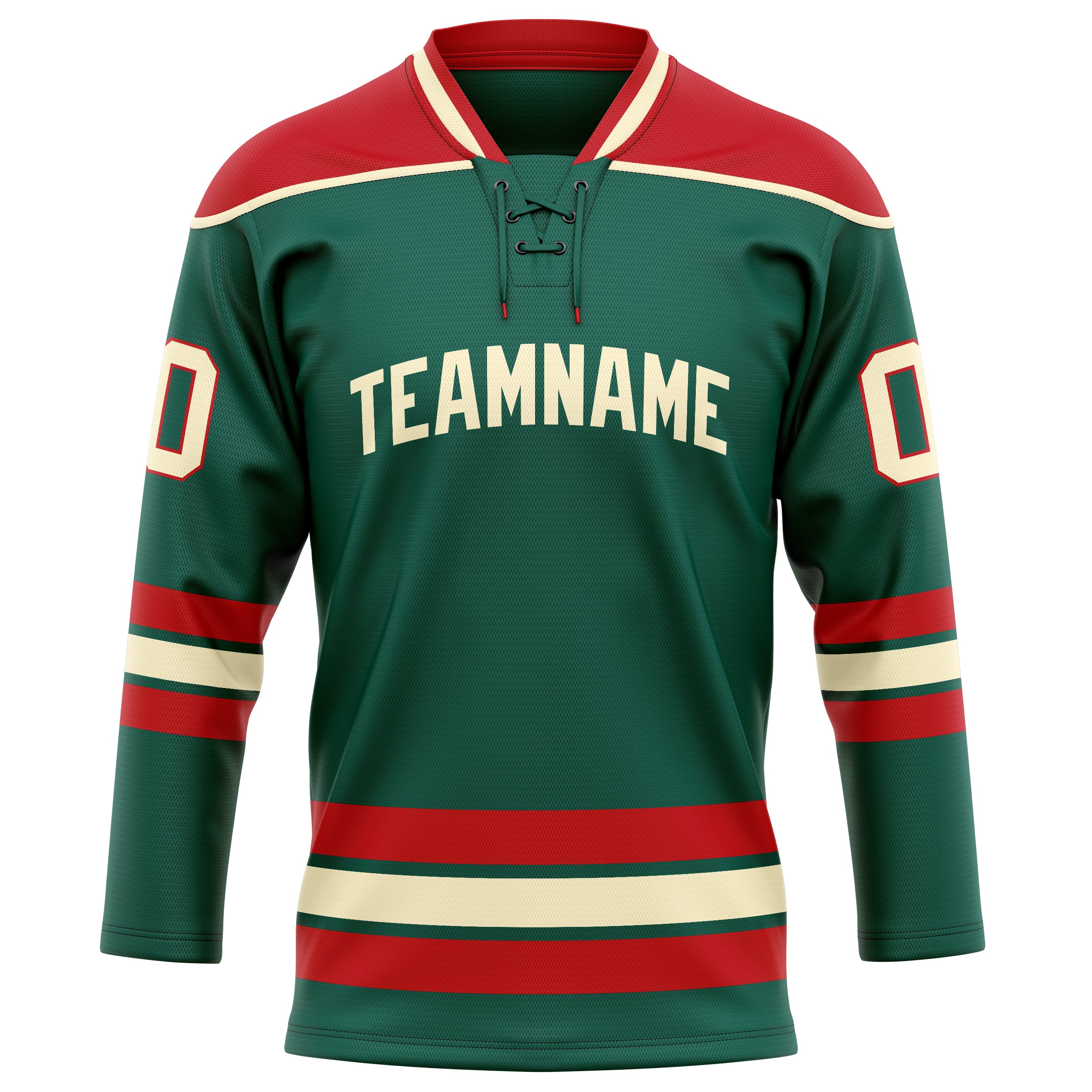 Custom Green Red Solid Colour Hockey Jersey