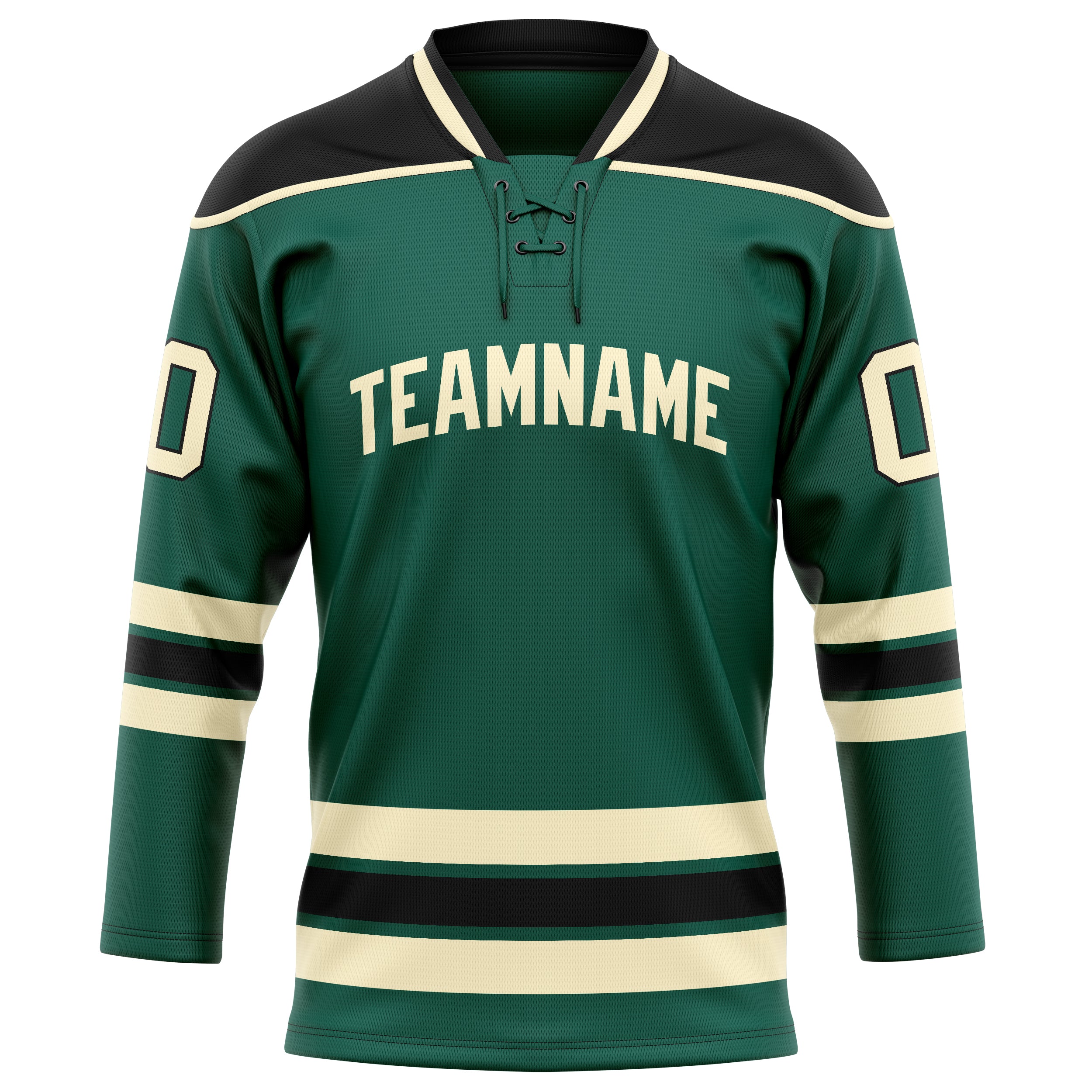 Custom Green Cream Solid Colour Hockey Jersey