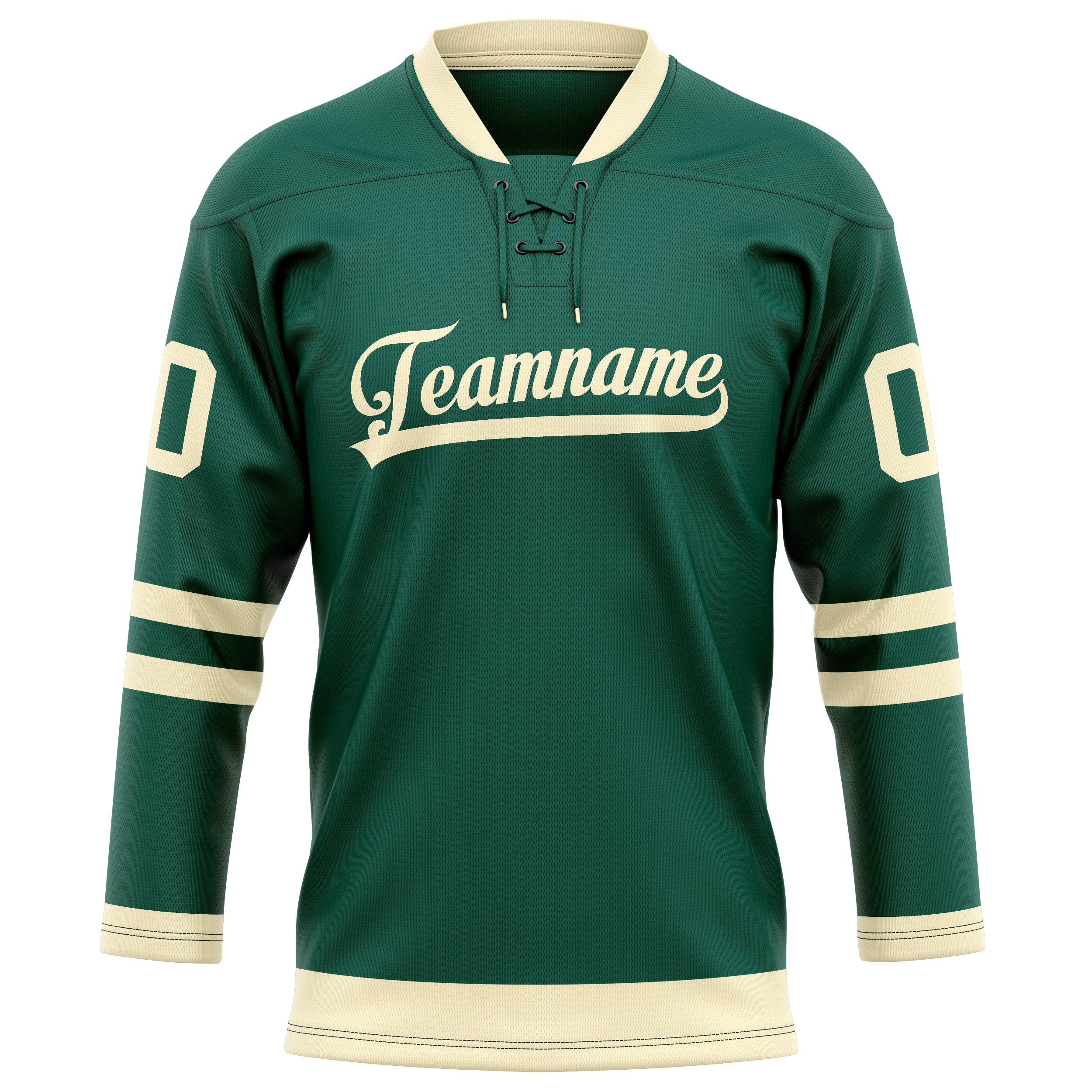 Custom Green Cream Solid Colour Hockey Jersey
