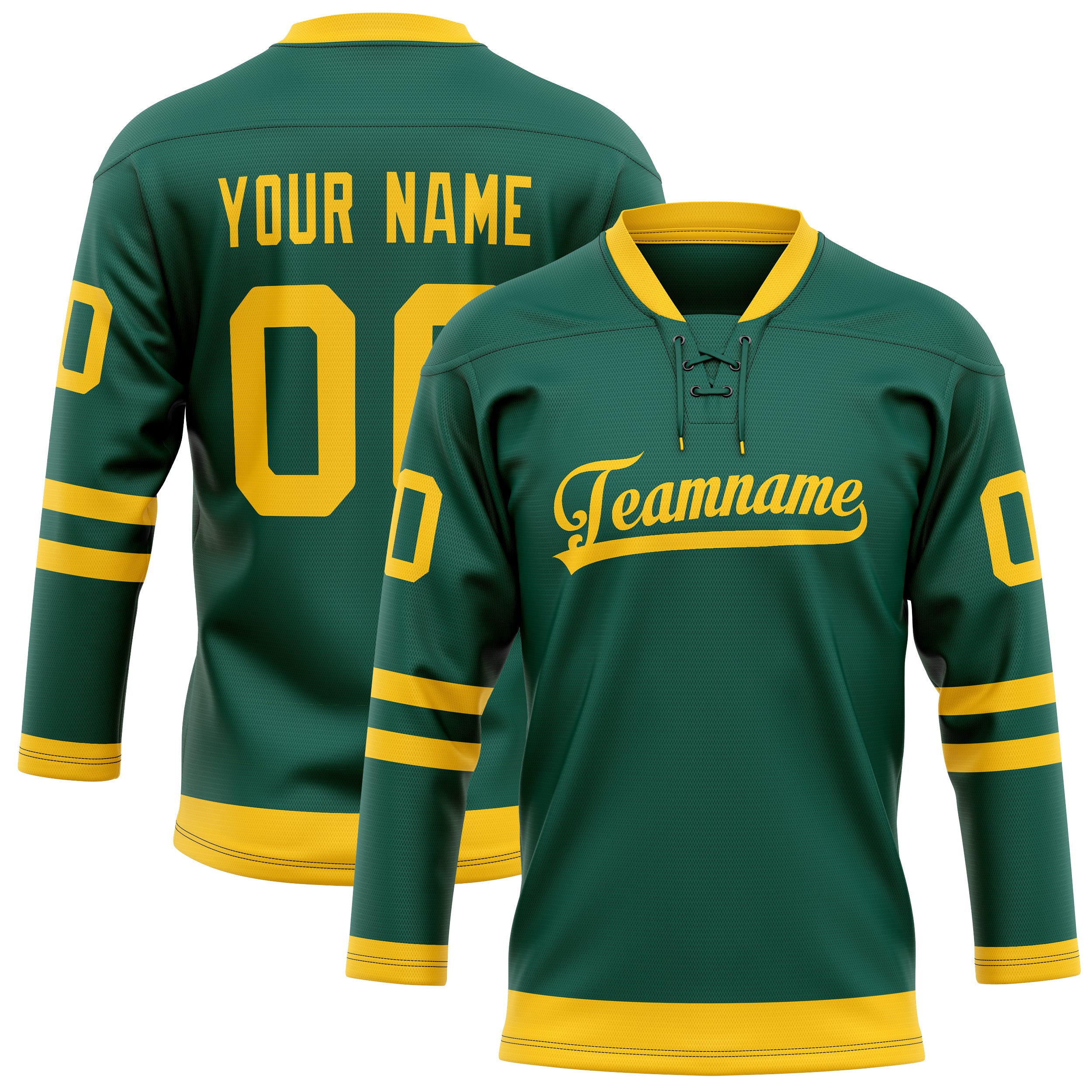 Custom Green Gold Solid Colour Hockey Jersey