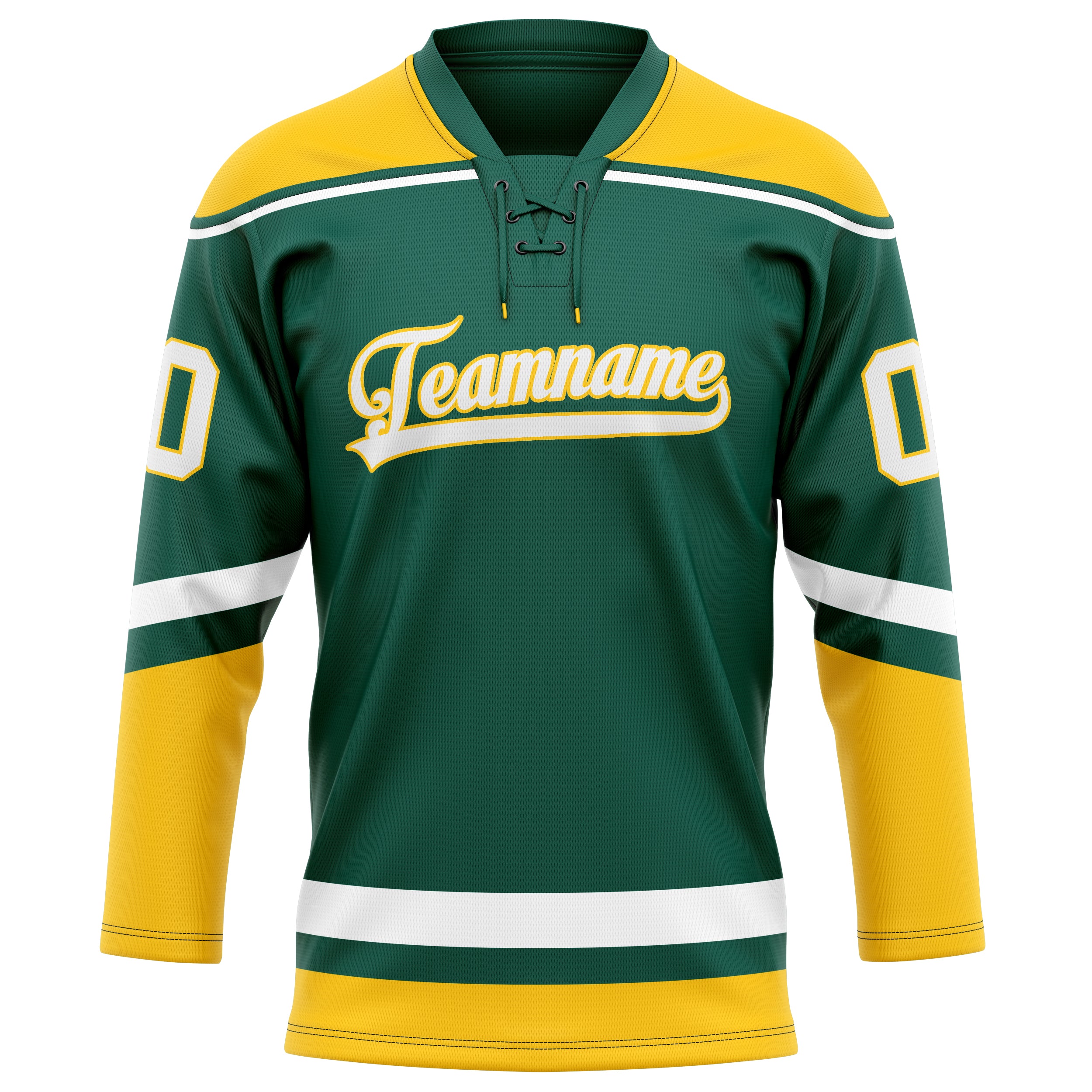 Custom Green Gold Solid Colour Hockey Jersey