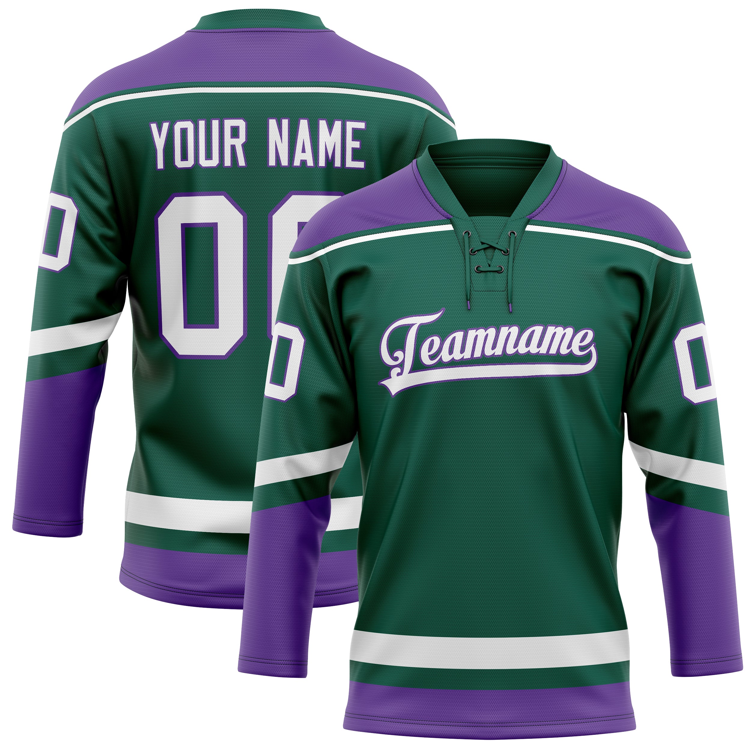 Custom Green Purple Solid Colour Hockey Jersey