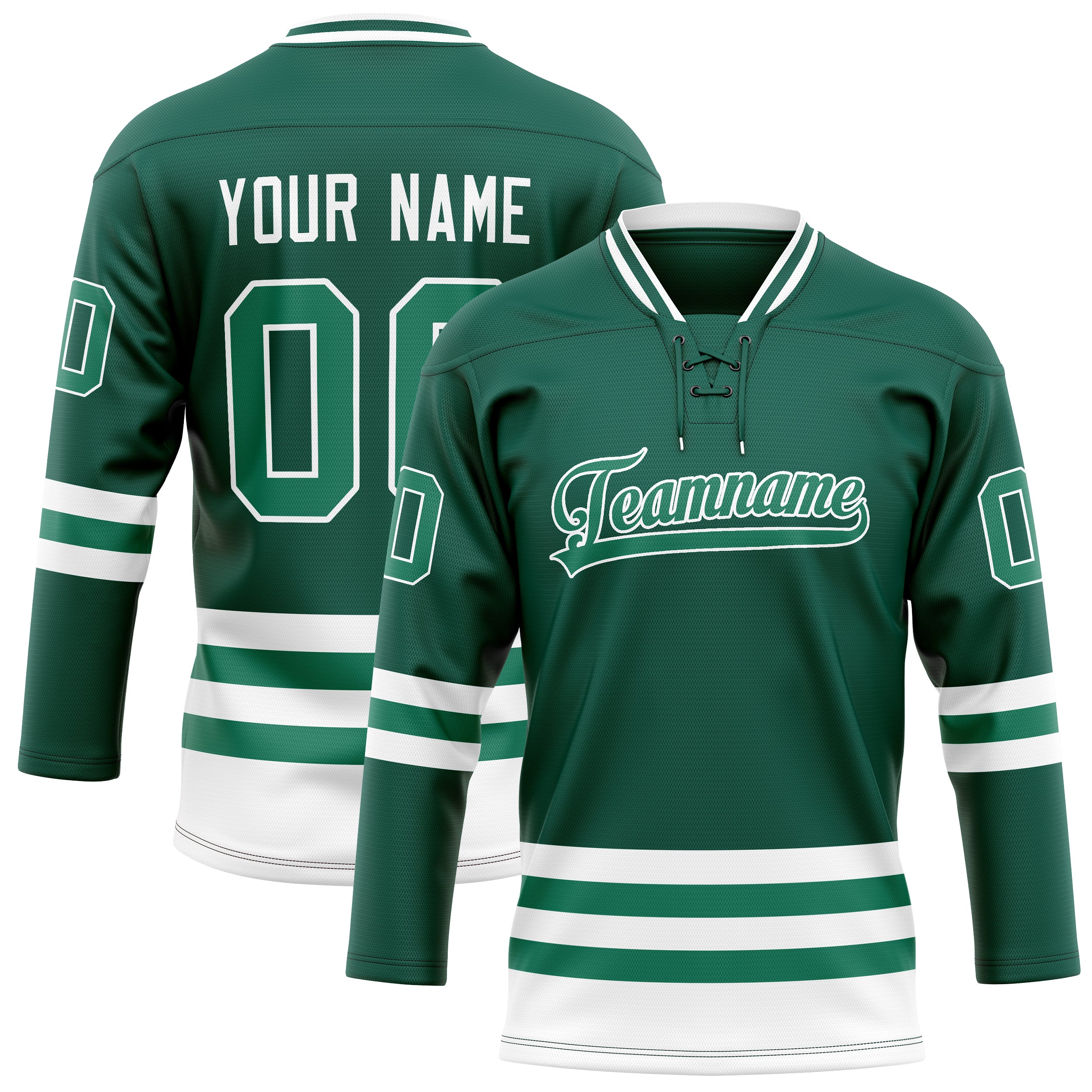 Custom Green White Solid Colour Hockey Jersey
