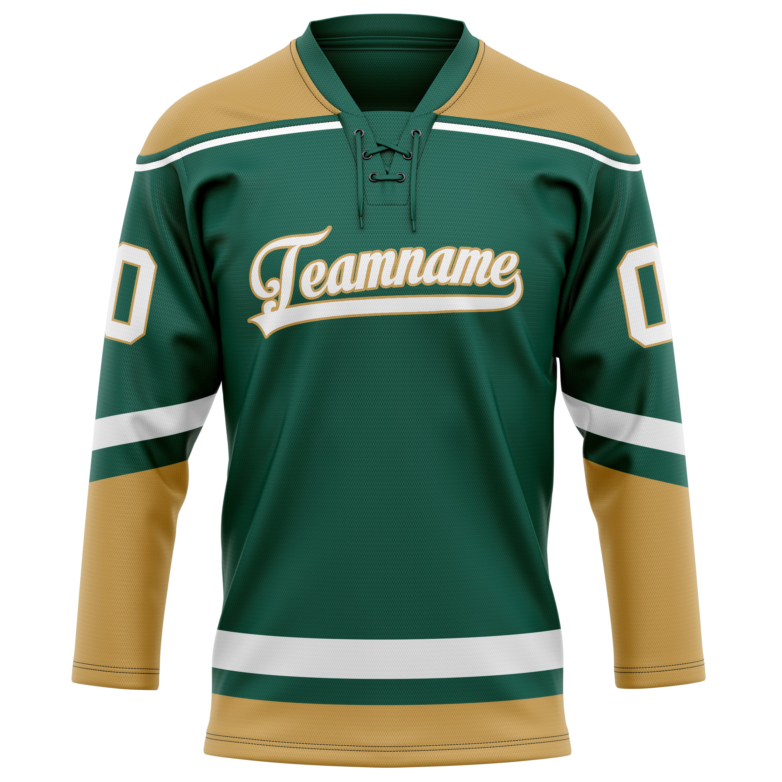 Custom Green Old Gold Solid Colour Hockey Jersey