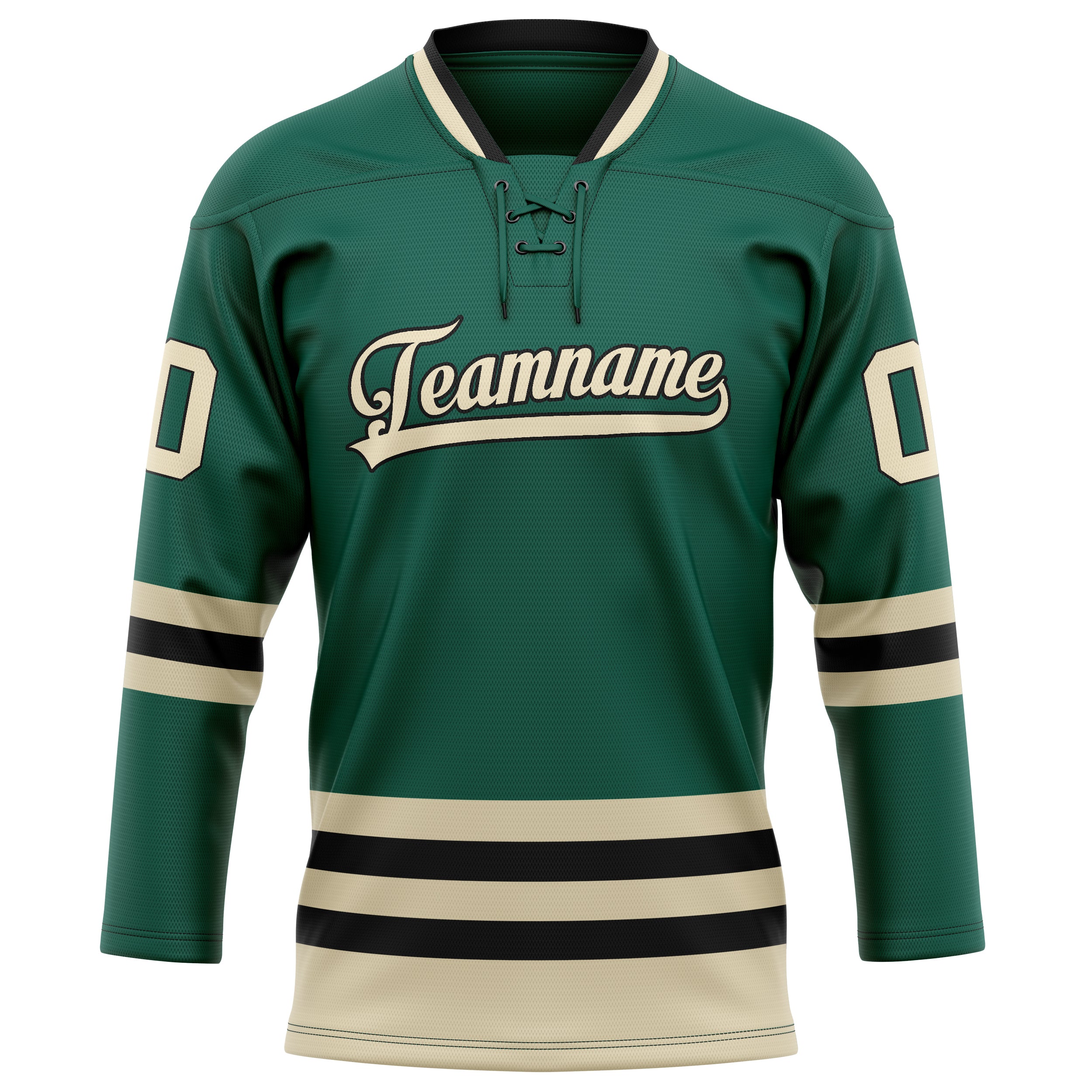 Custom Green Cream Solid Colour Hockey Jersey