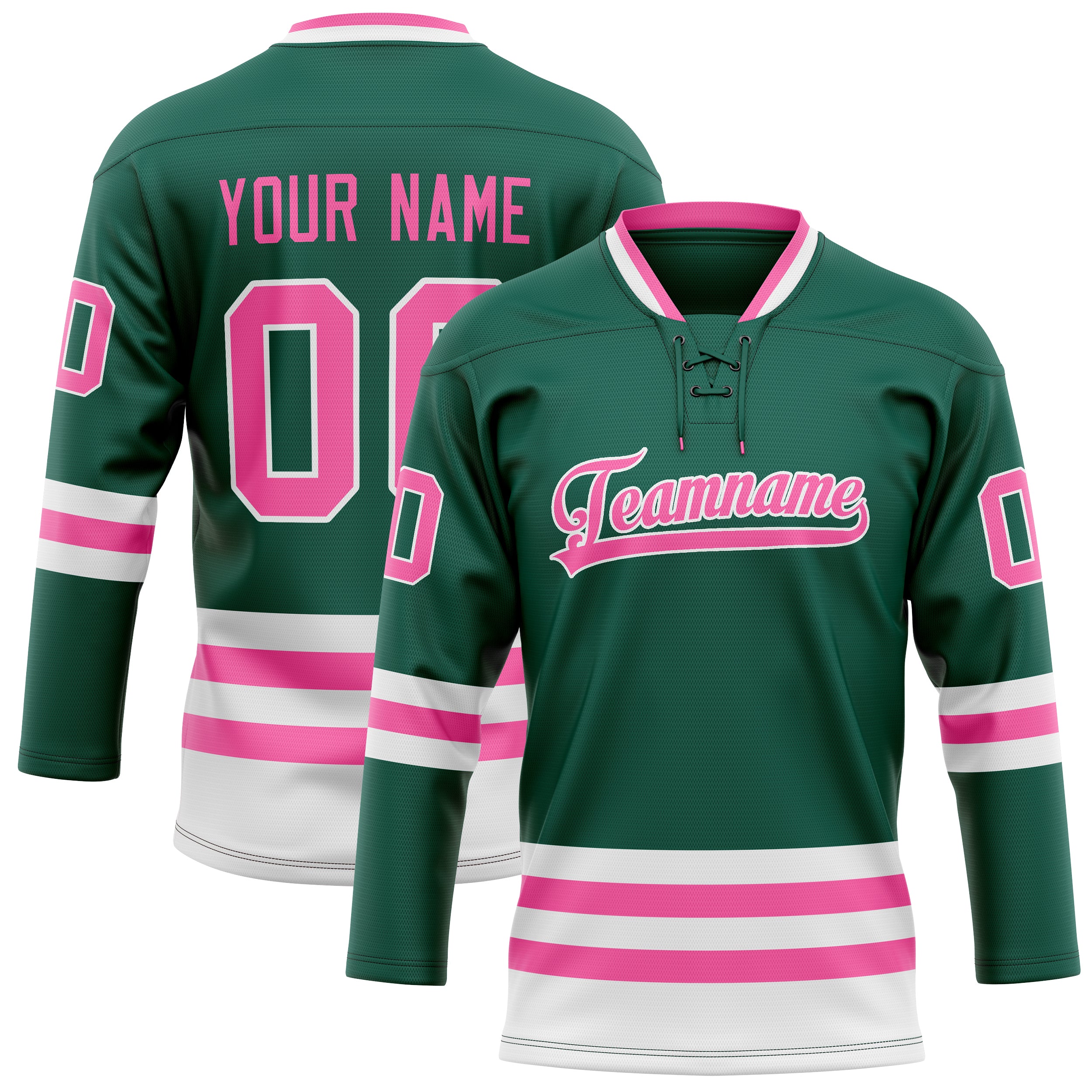 Custom Green Pink Solid Colour Hockey Jersey