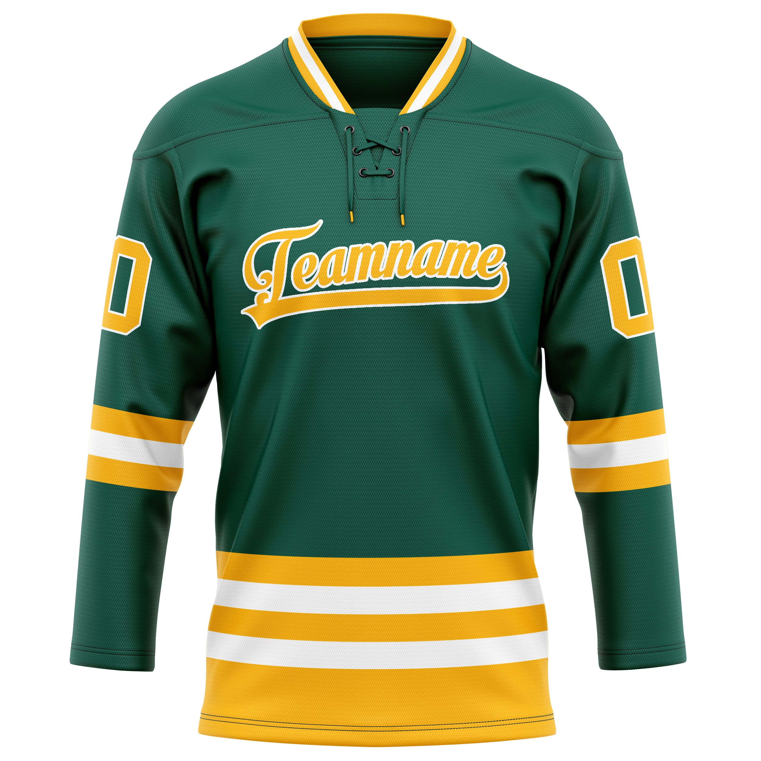 Custom Green Gold Solid Colour Hockey Jersey