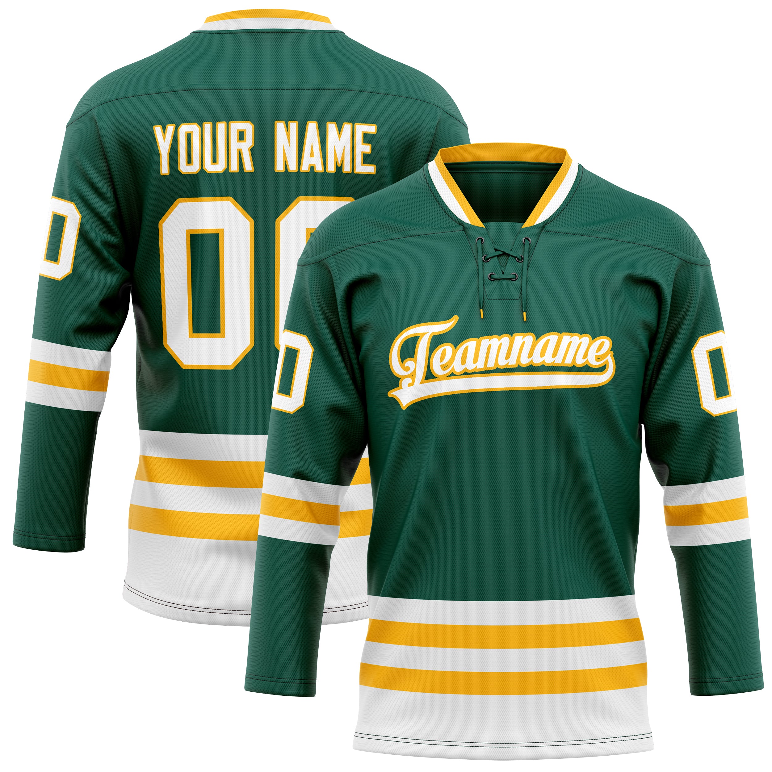 Custom Green White Solid Colour Hockey Jersey