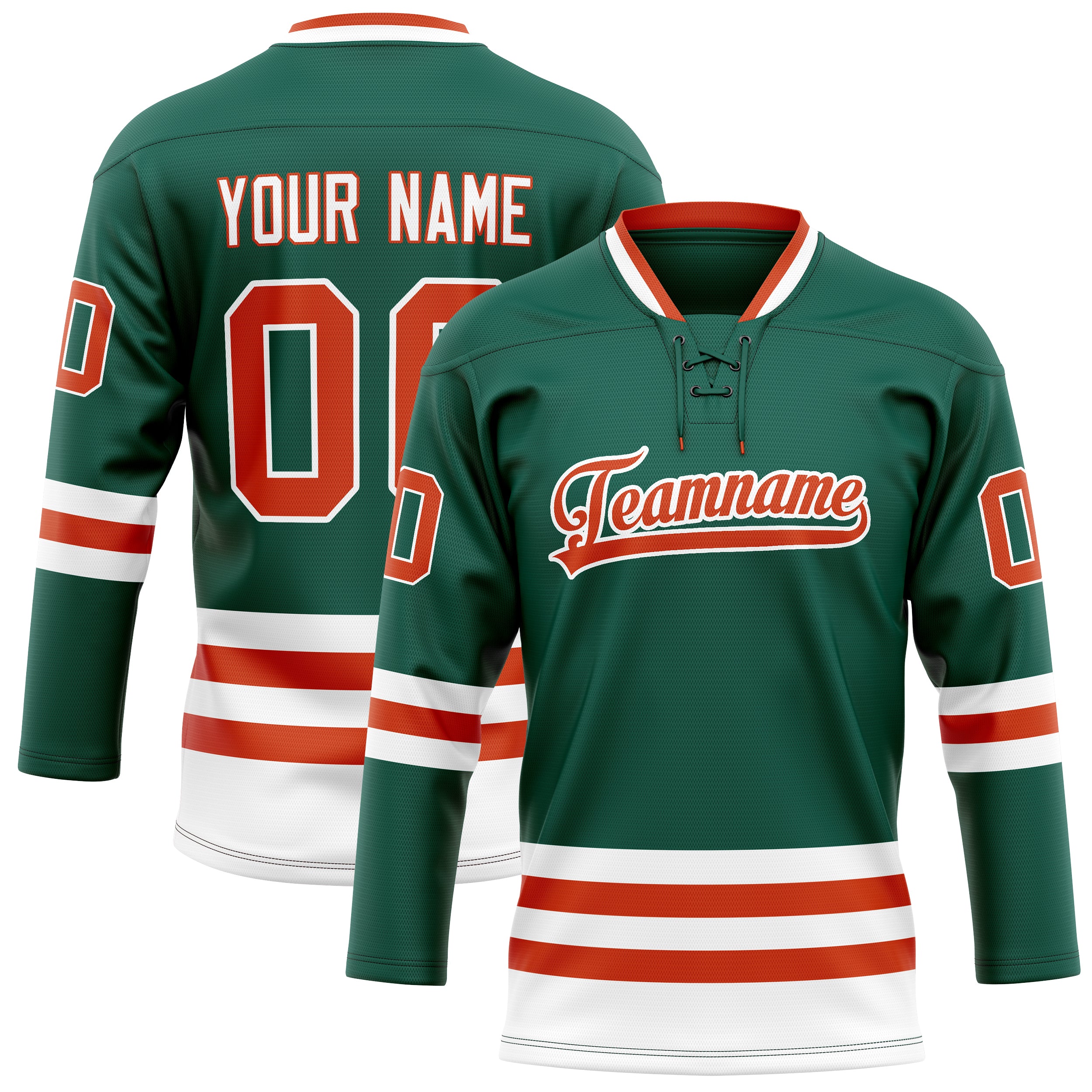 Custom Green Red Solid Colour Hockey Jersey