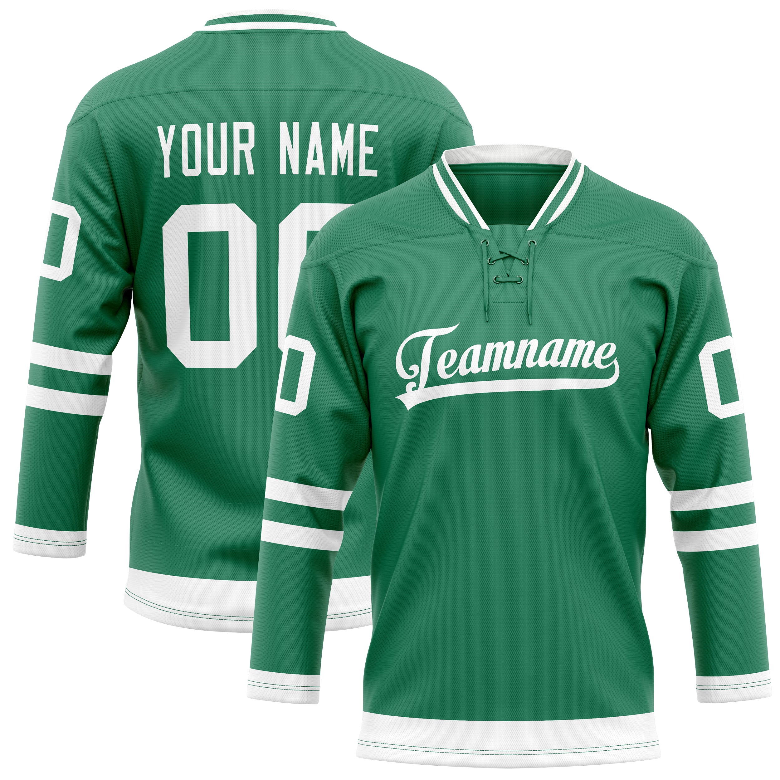 Custom Green White Solid Colour Hockey Jersey